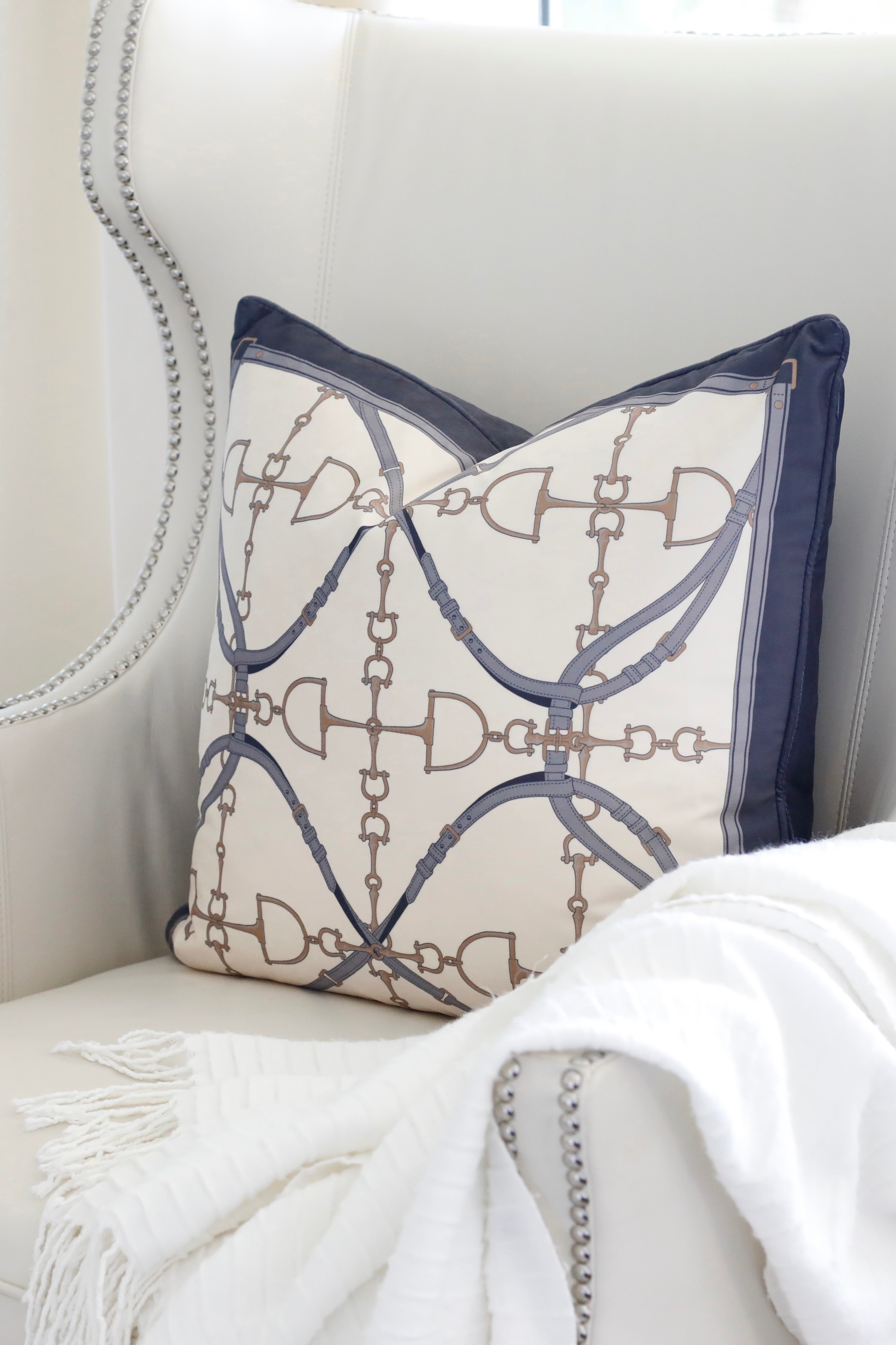 Adamsbro Stylish Equestrian D Ring Velvet Pillow