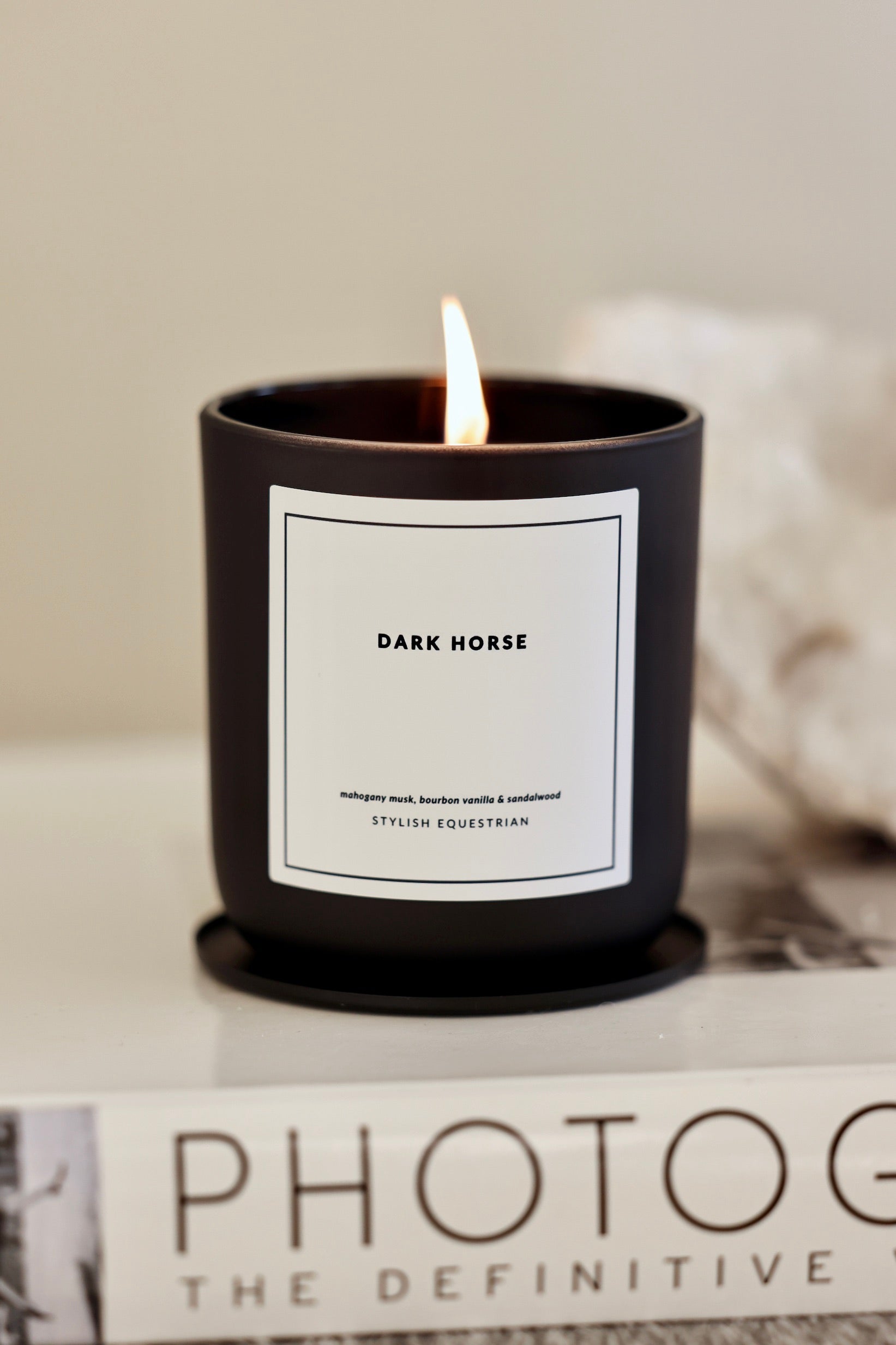 stylish equestrian signature soy wax dark horse candle