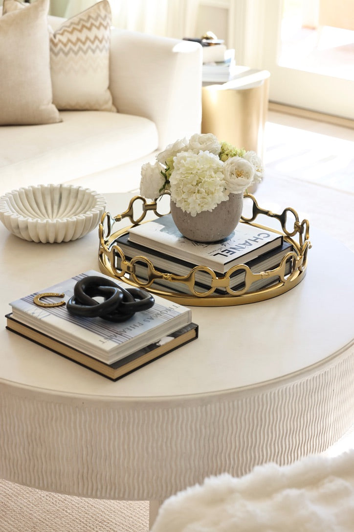 design impex stylish equestrian large gold round mirror tray d-ring bit