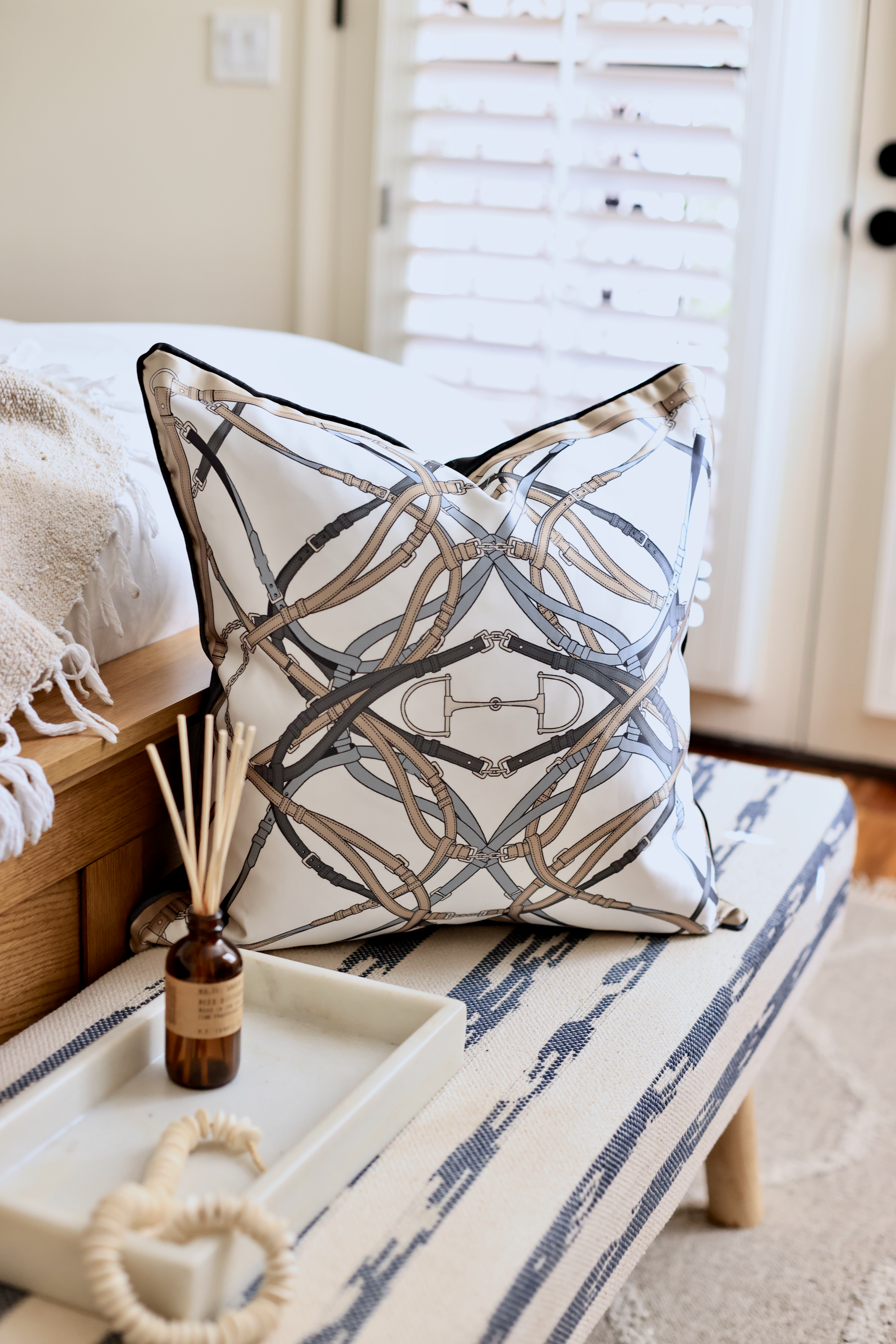 adamsbro stylish equestrian ames d-ring silk throw pillow