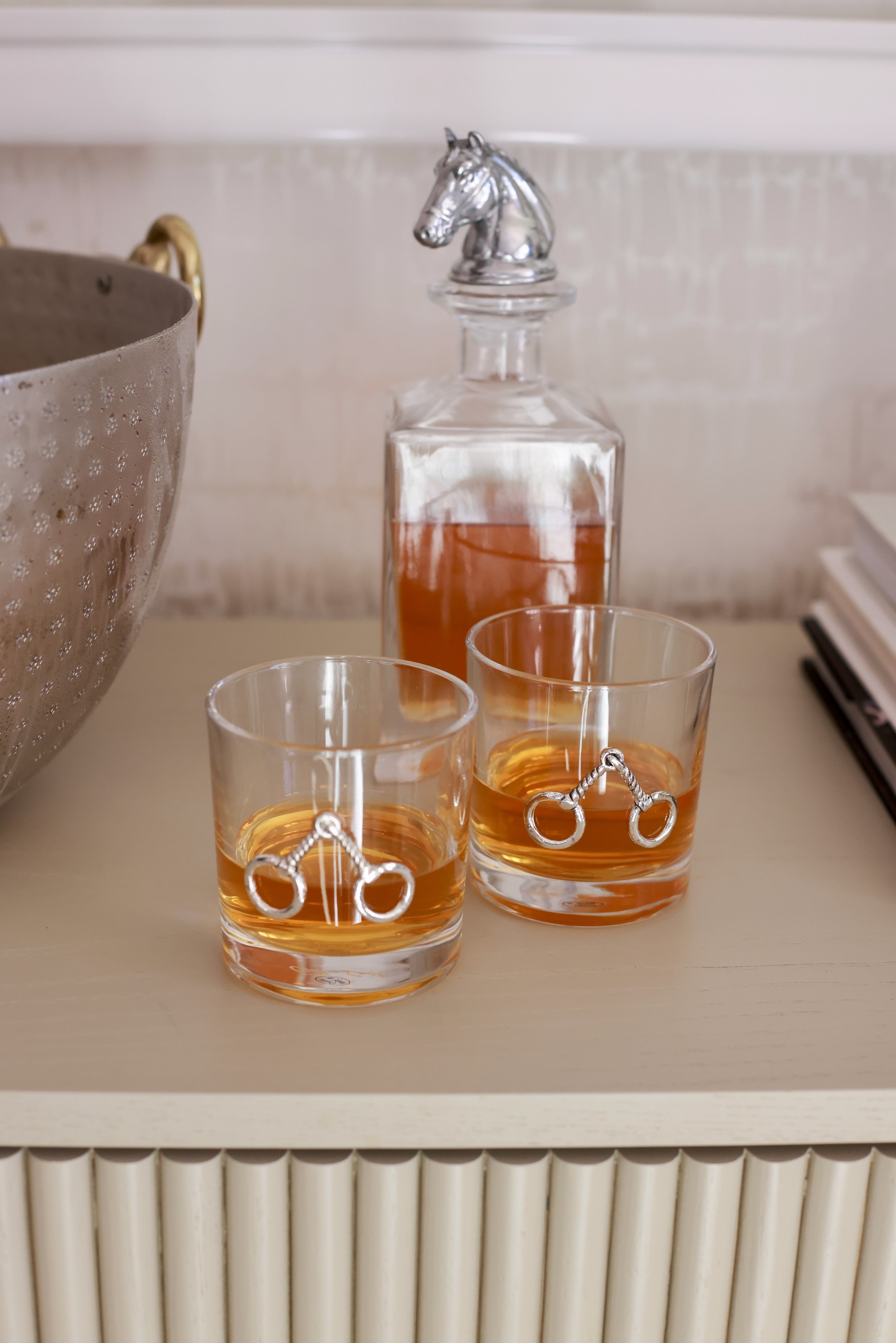 arthur court stylish equestrian astor horse and bit decanter set