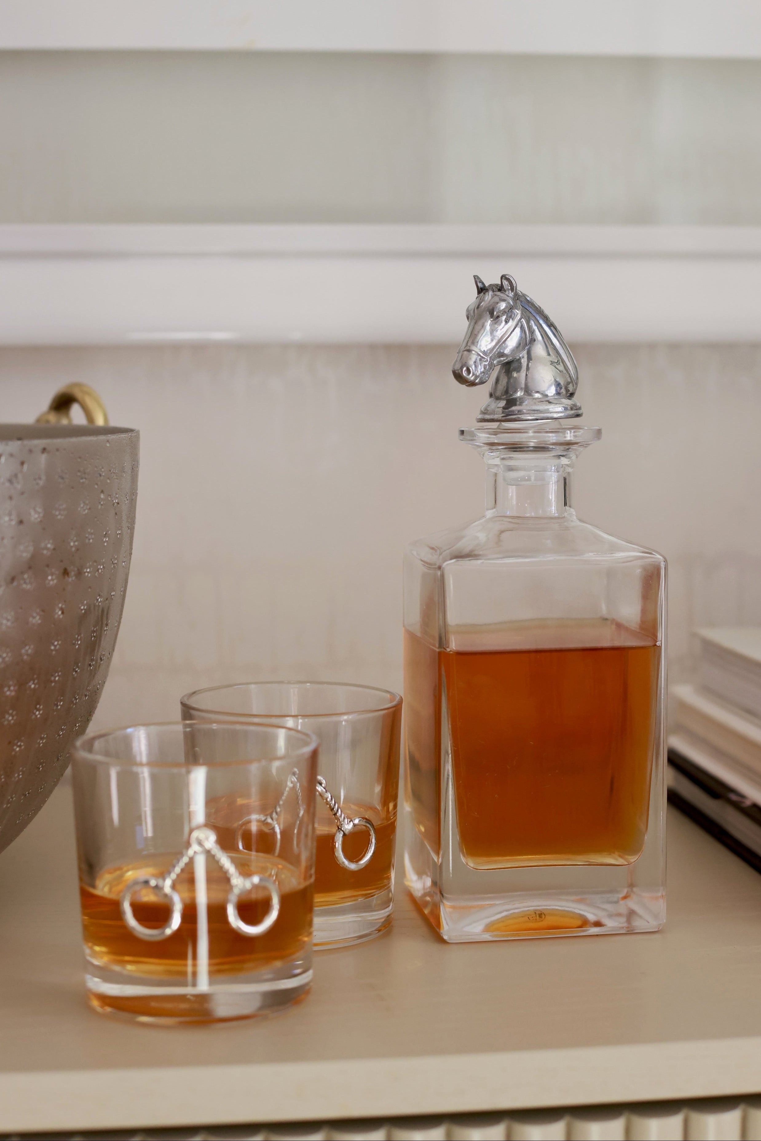 arthur court stylish equestrian astor horse and bit decanter set
