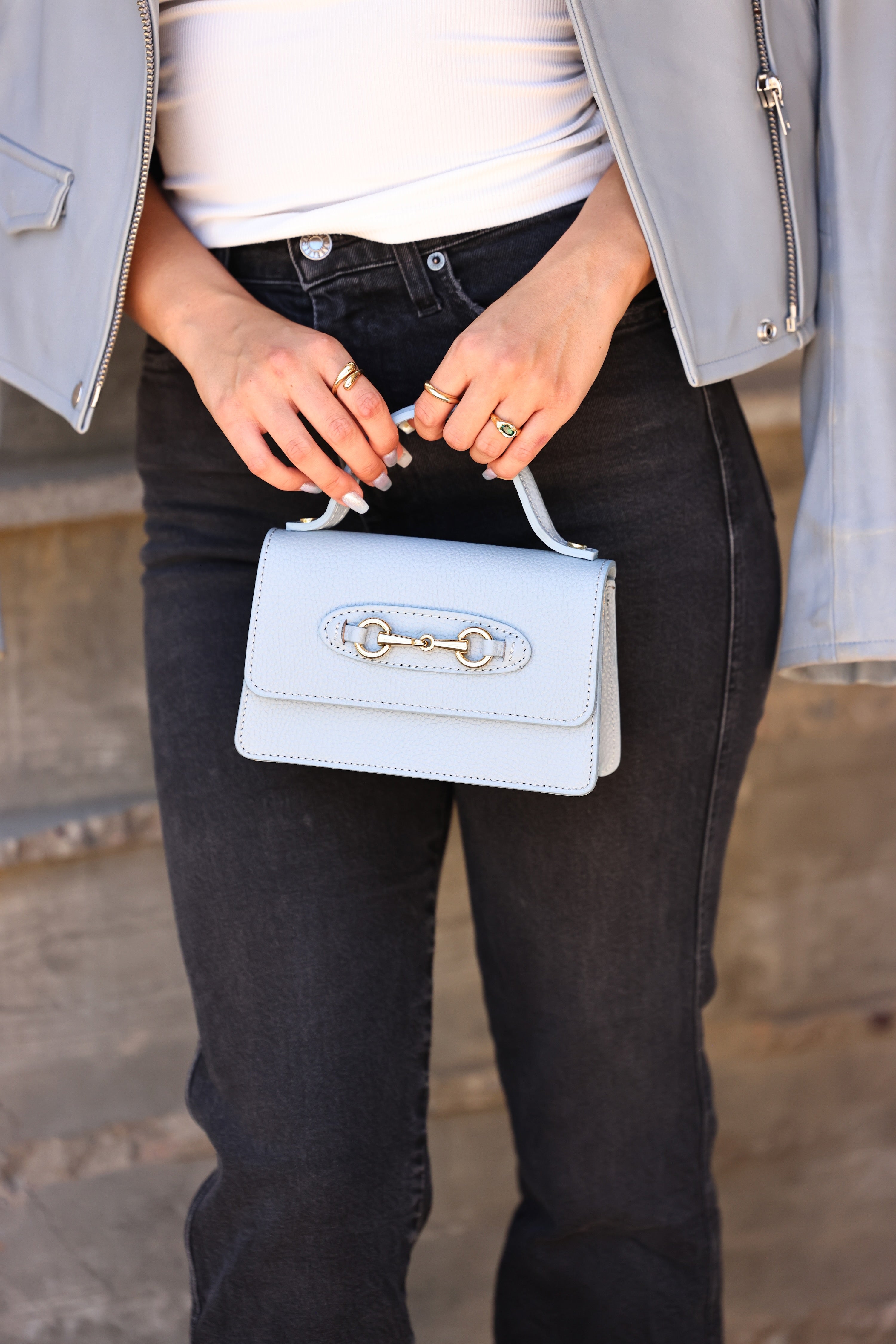 Ava Leather Bit Bag - Celeste Blue