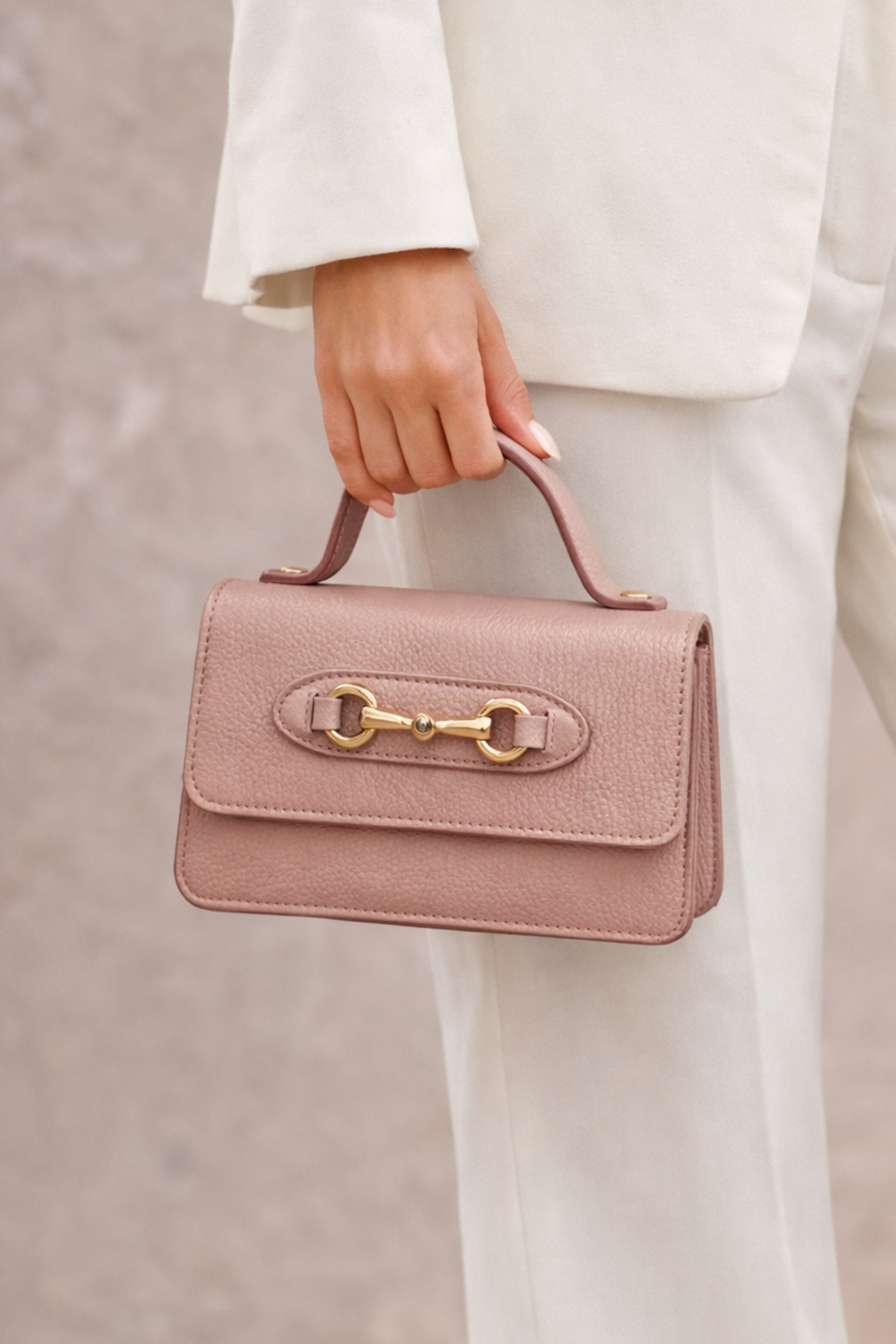 Rosewood leather top handle bag with front hardware accent and optional chain shoulder strap. equestrian handbag, horse bit bag, equestrian style purse, horse girl accessories