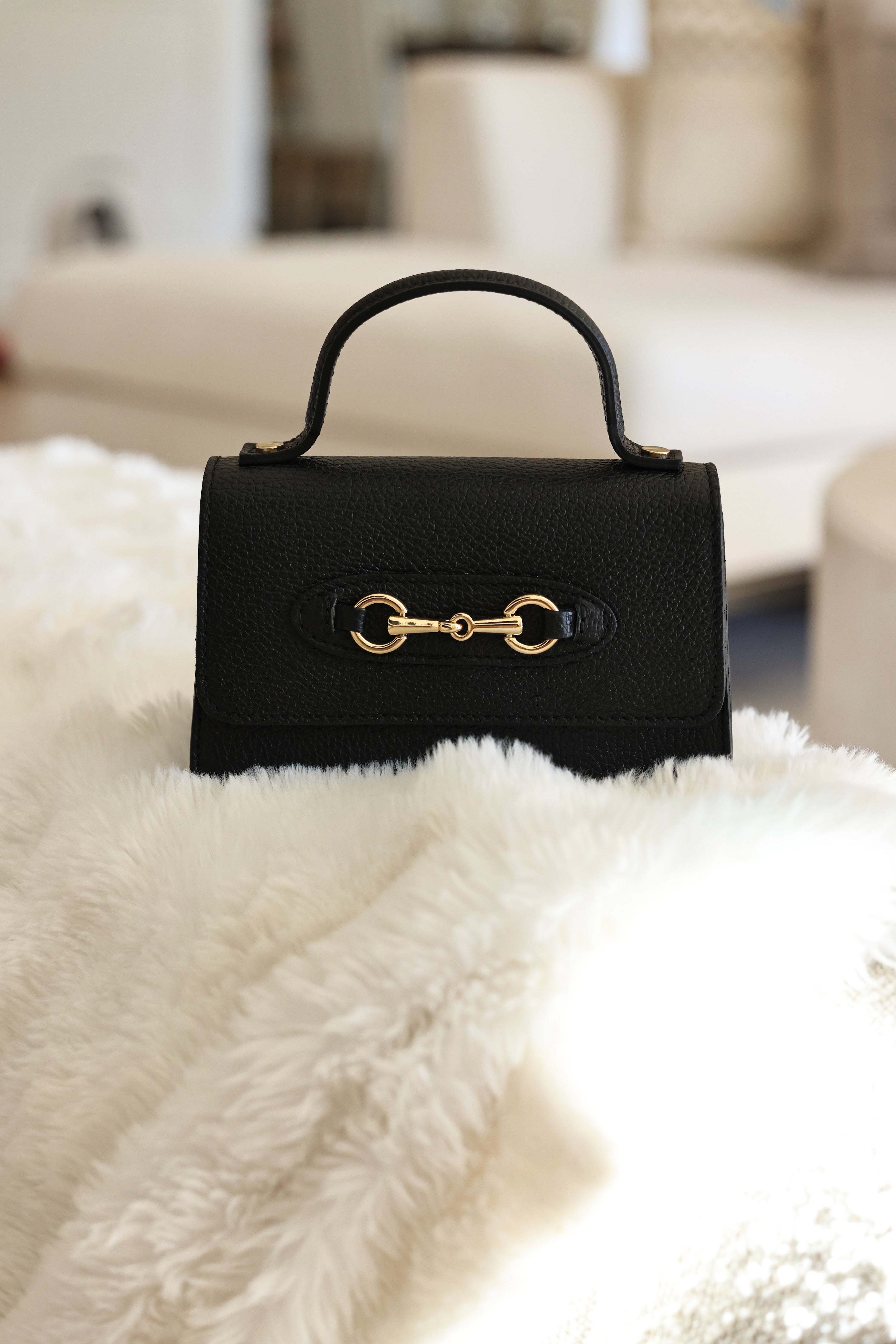 Ava Leather Bit Bag - Black