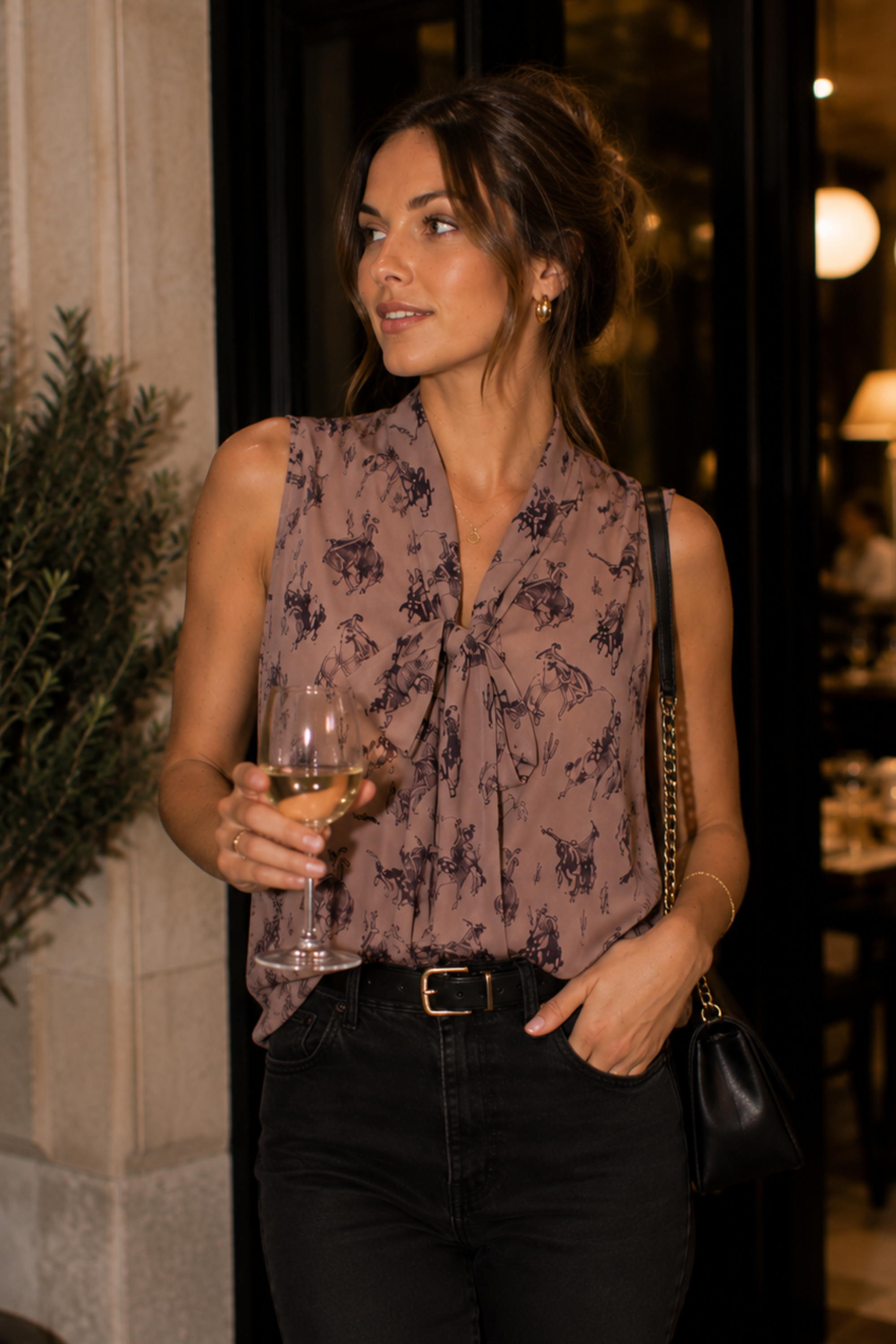 Bailey Western Sleeveless Top - Mocha