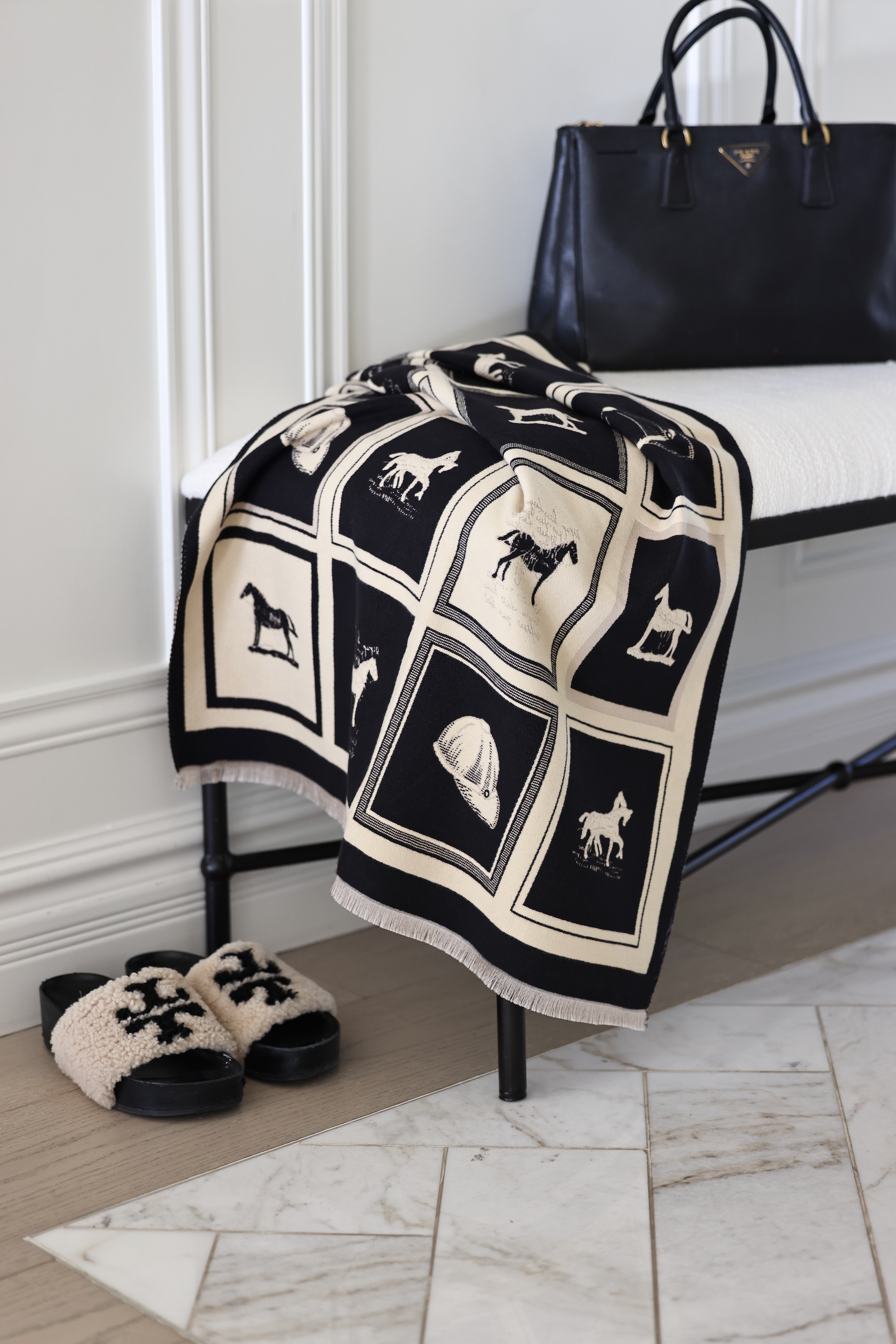 horse motif scarf, equestrian inspired shawl, horse girl wrap, equestrian blanket scarf, designer inspired horse themed accessory, horse show accessory