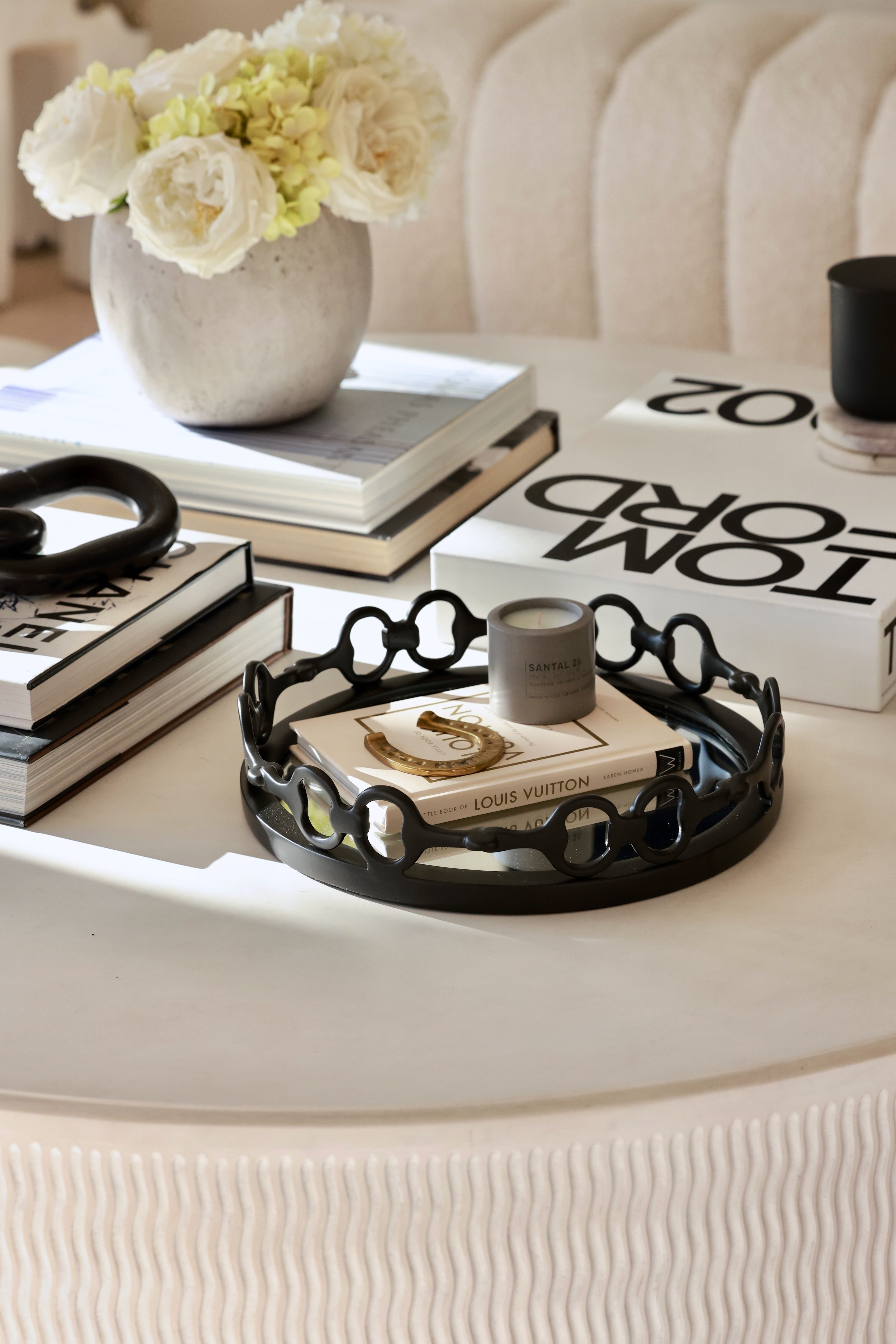 design impex stylish equestrian small black round mirror tray d-ring bit