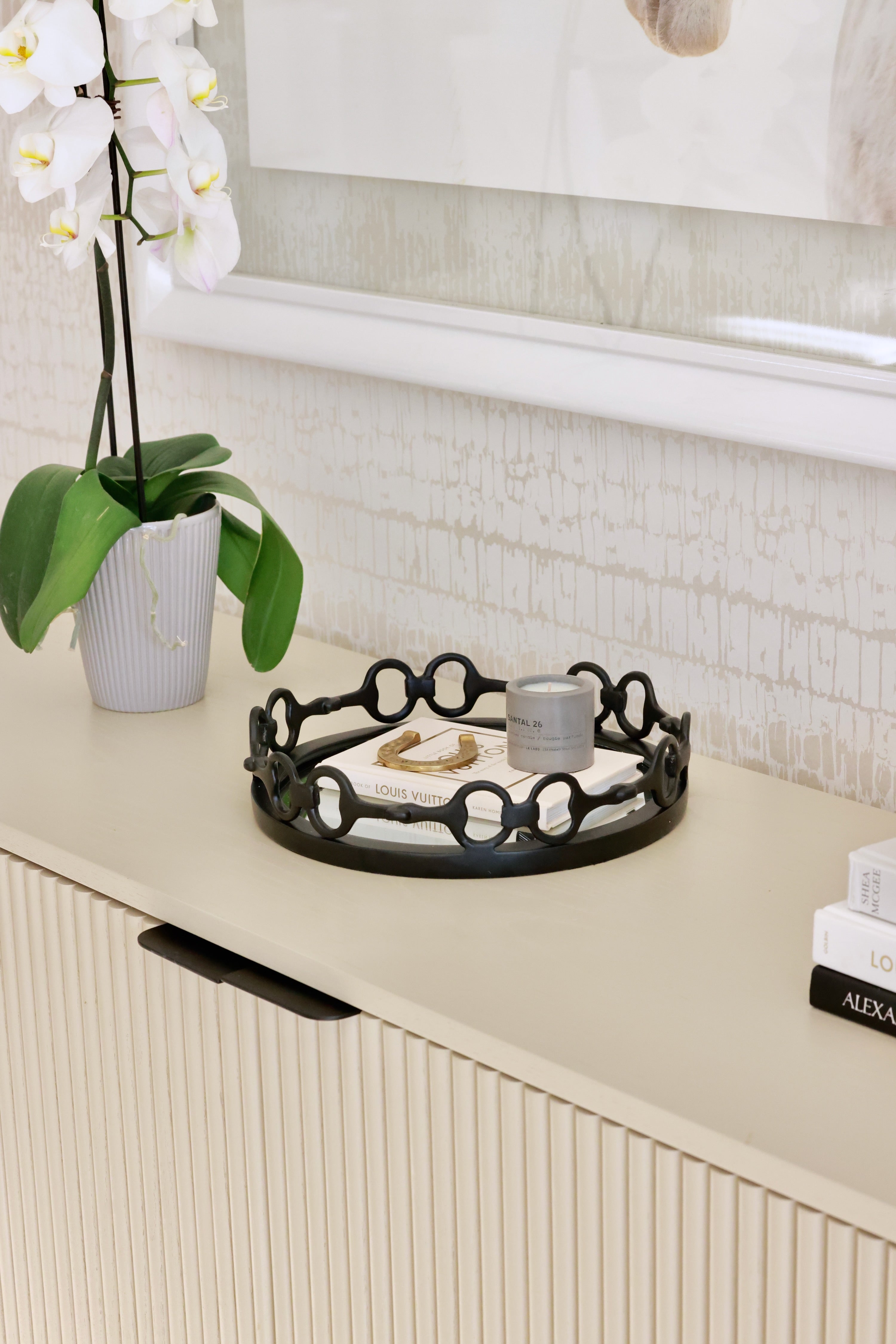 design impex stylish equestrian small black round mirror tray d-ring bit