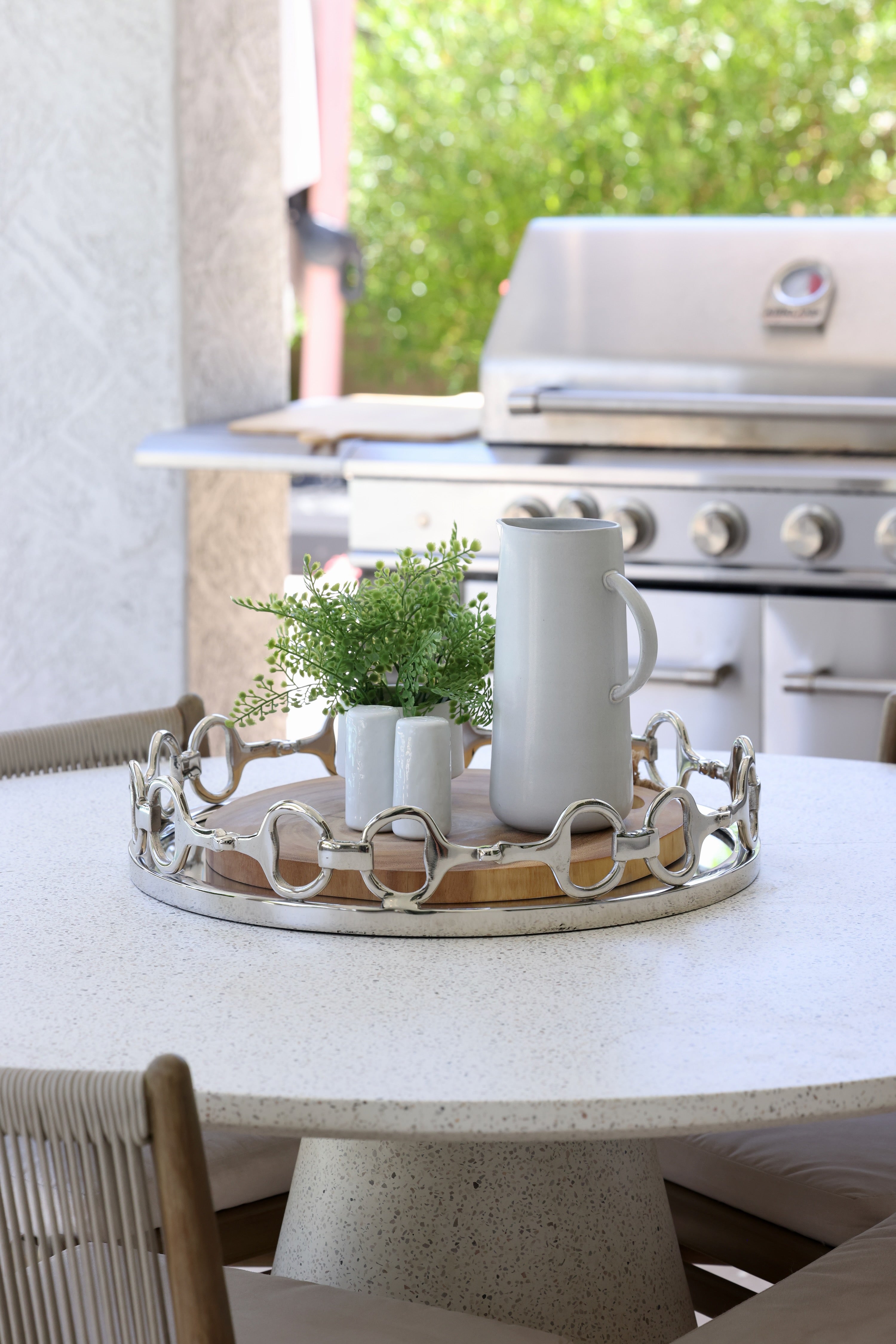 design impex stylish equestrian large silver round mirror tray d-ring bit