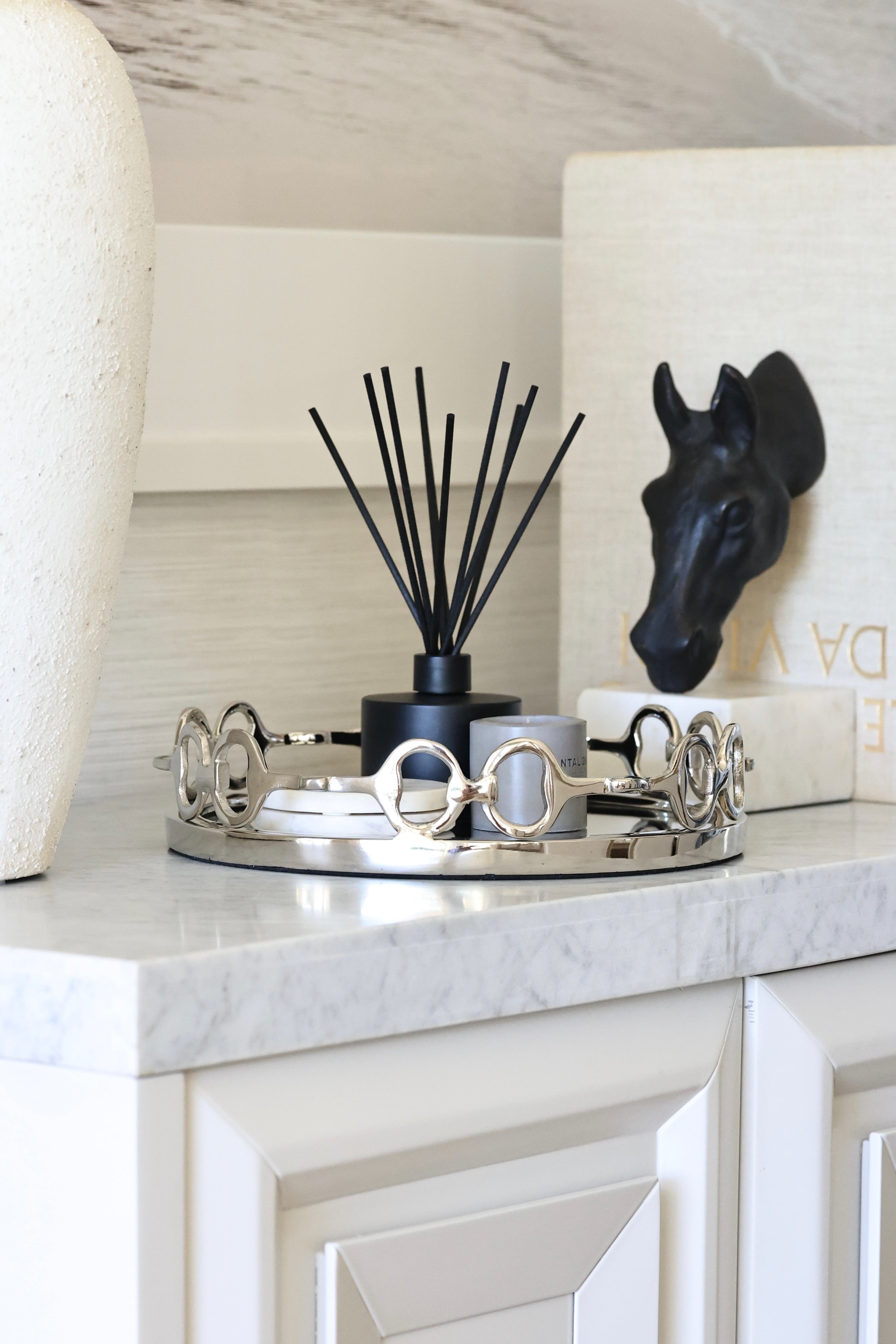 design impex stylish equestrian small silver round mirror tray d-ring bit