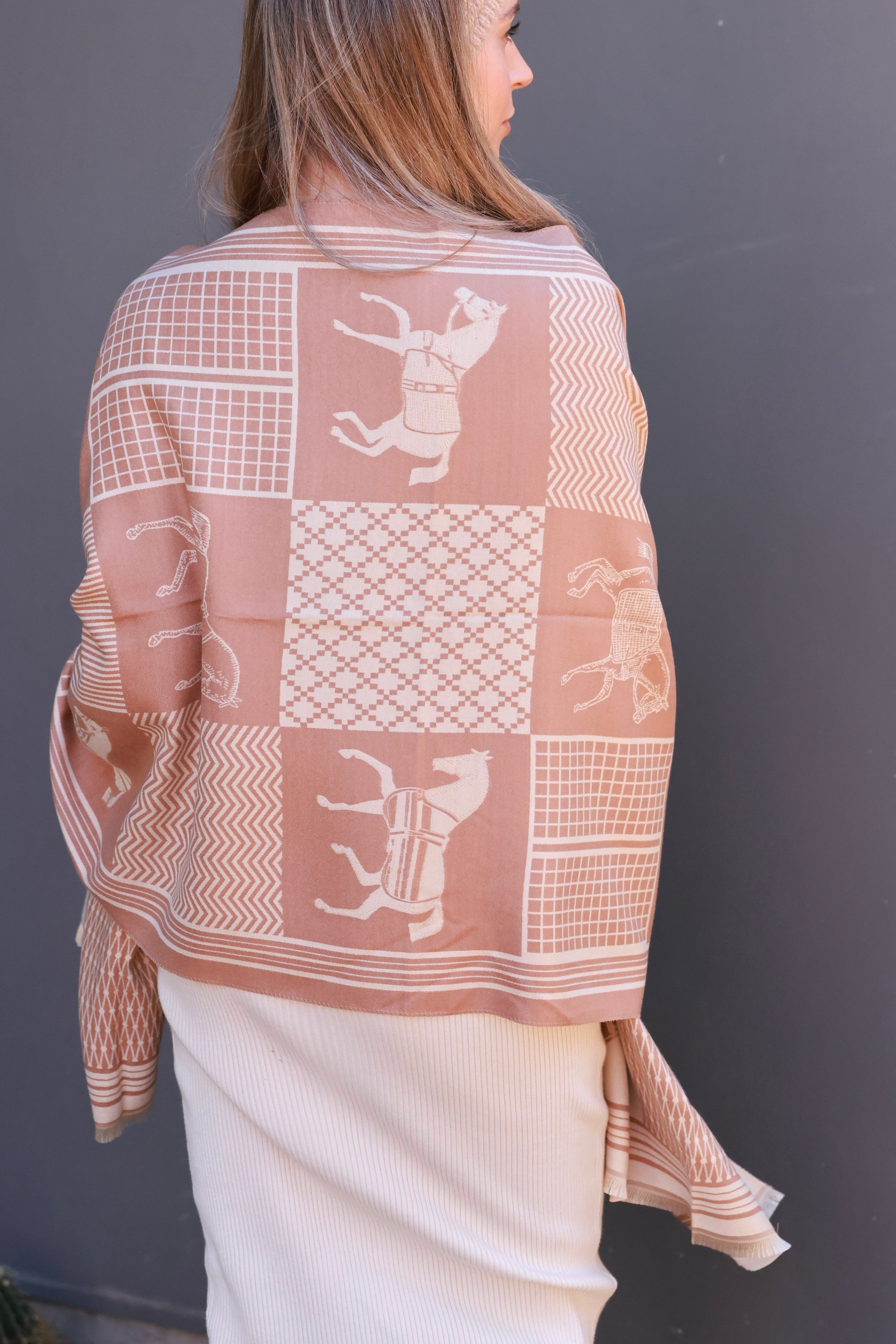 stylish equestrian capri horse scarf camel