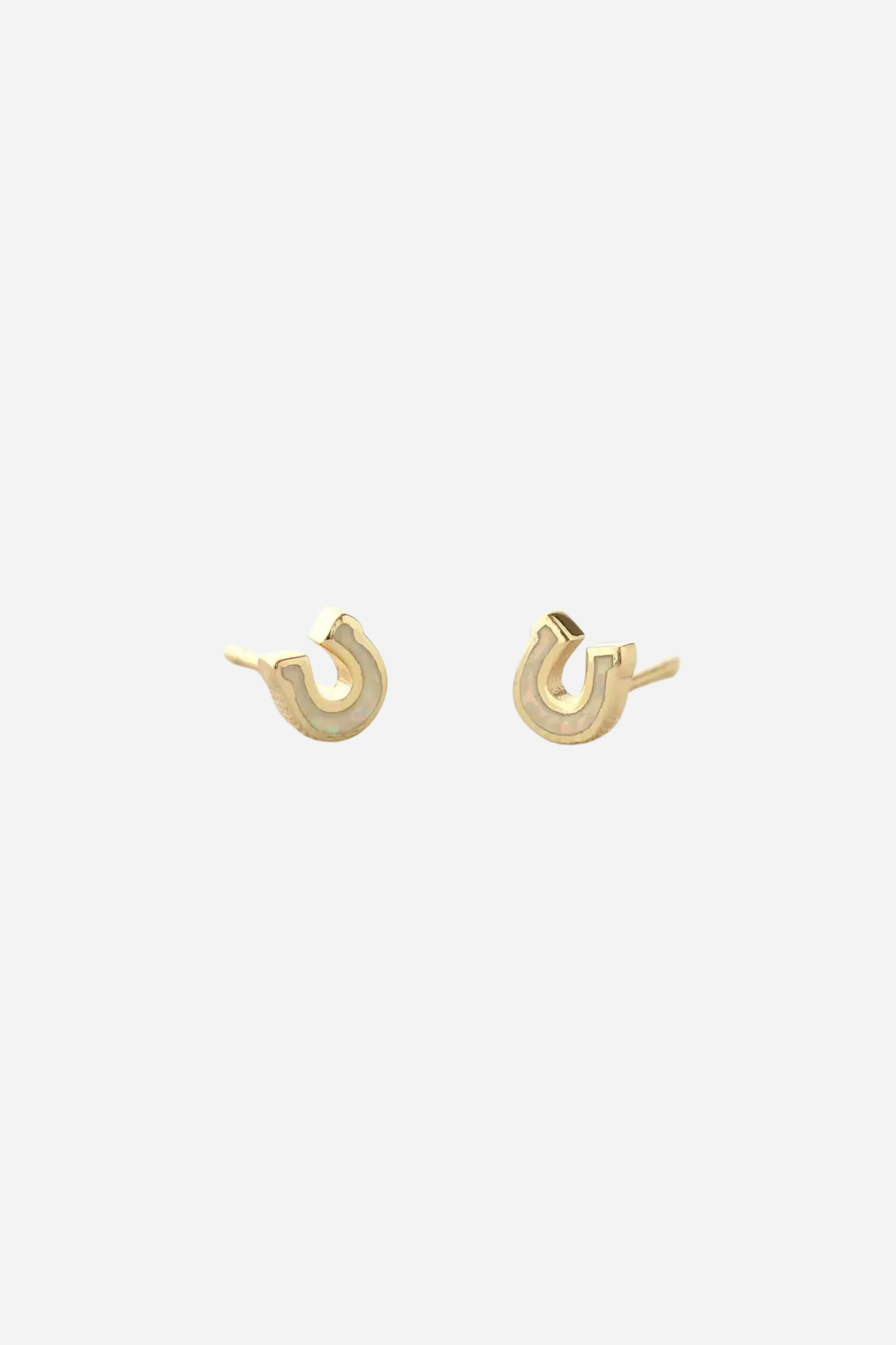 Celestial Opal Horseshoe Stud Earrings, equestrian accessory, dainty horse themed jewelry, horseshoe earrings, small gifts for horse lovers