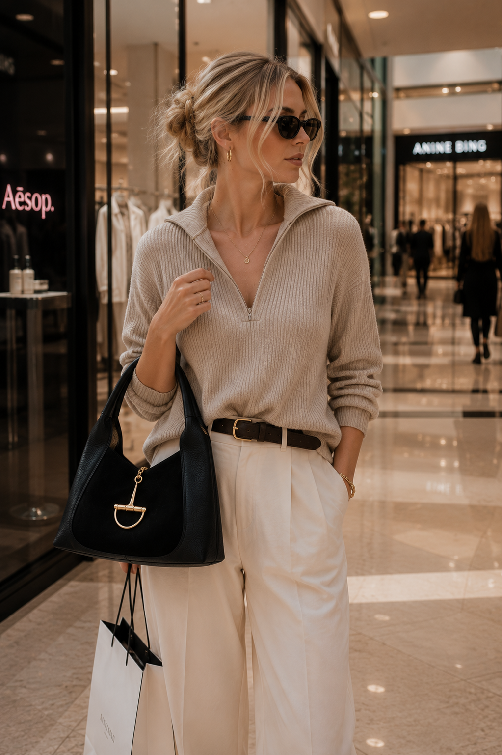 Sloane Small Suede Saddle Bag - Black
