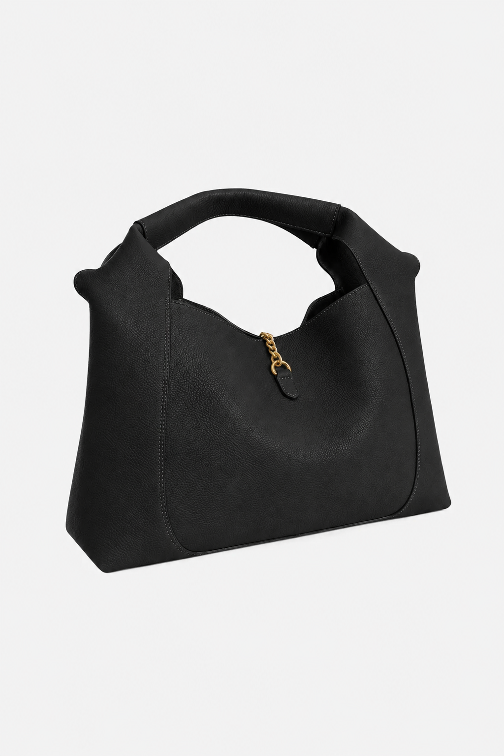 Sloane Large Suede Leather Saddle Bag - Black