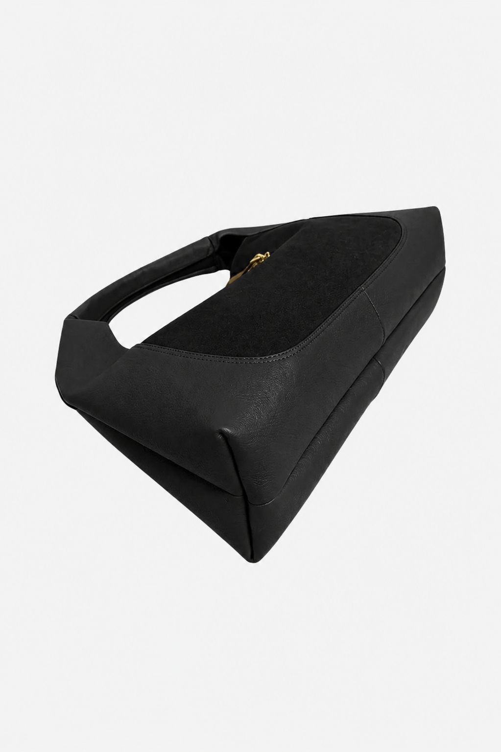 Sloane Large Suede Leather Saddle Bag - Black