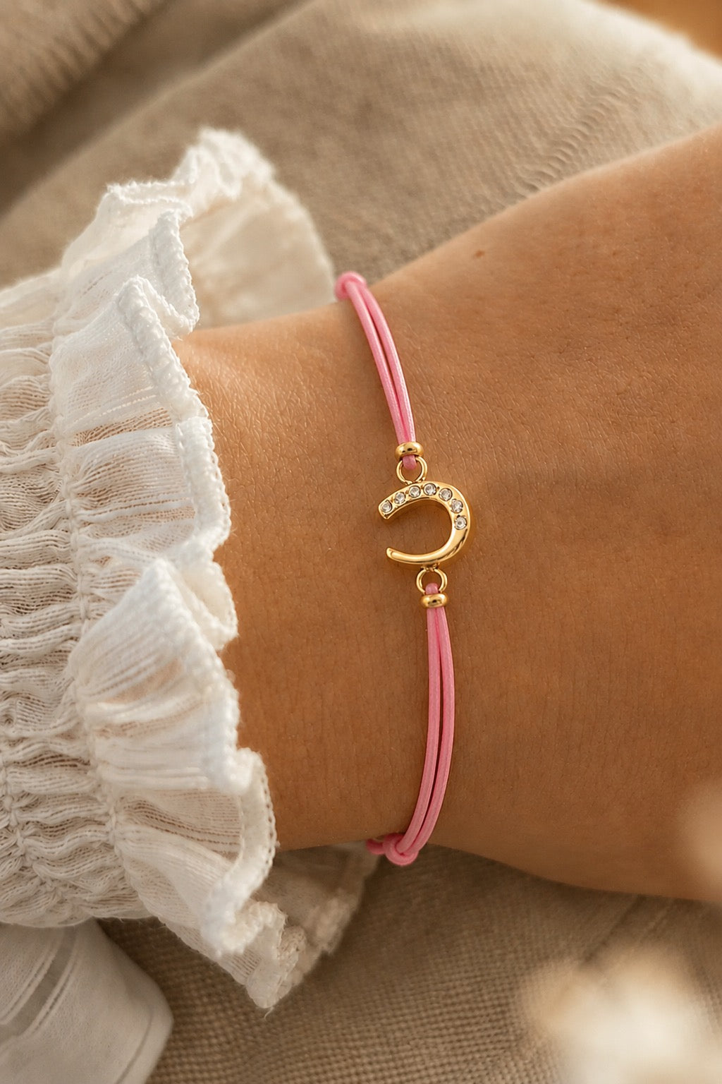 Halo Horseshoe Bracelet - Pink
