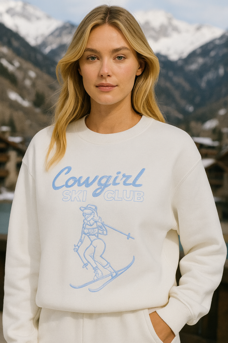Cowgirl Ski Club Embroidered Sweatshirt