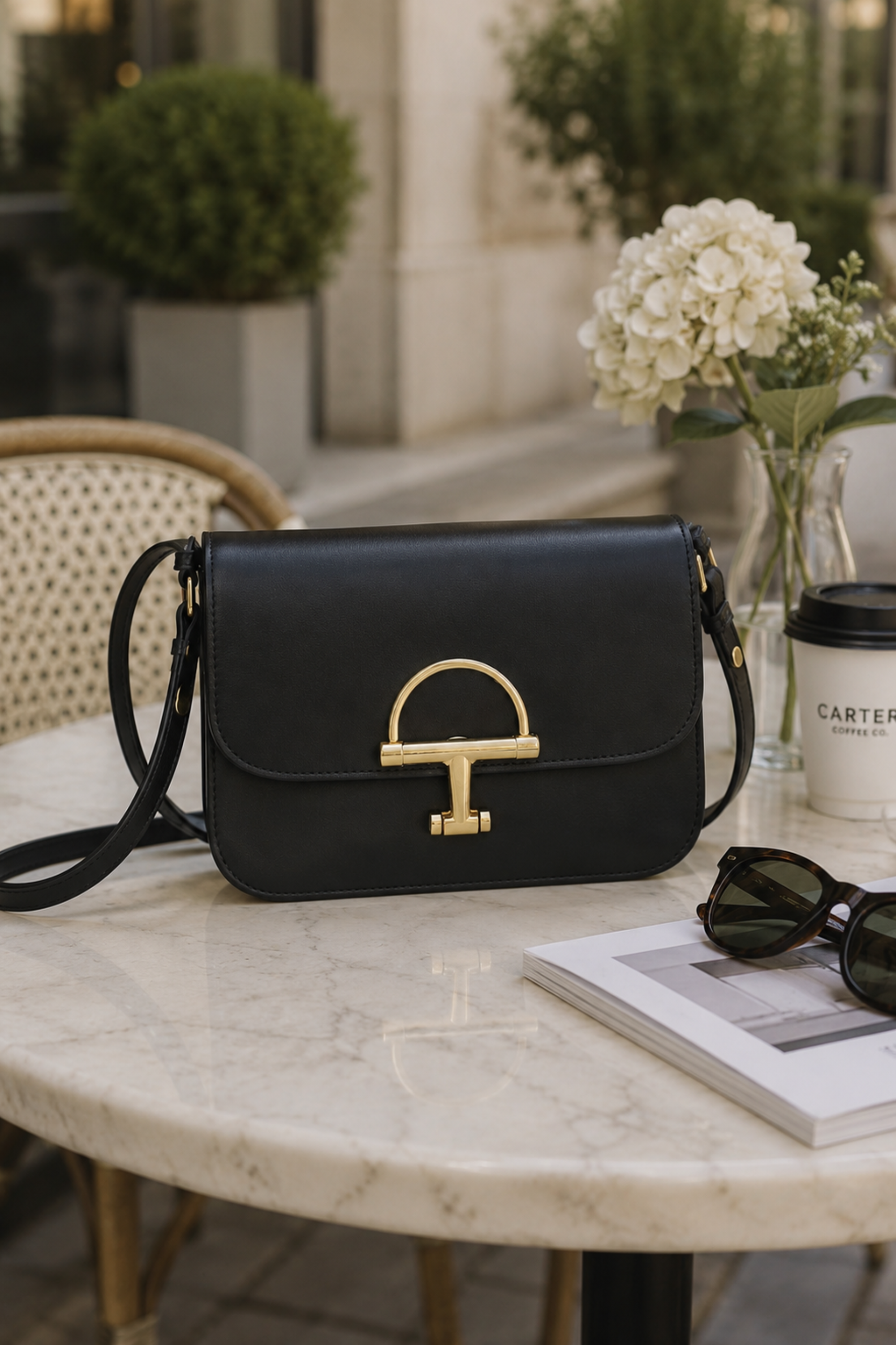 Chloe Horse Bit Shoulder Bag - Black