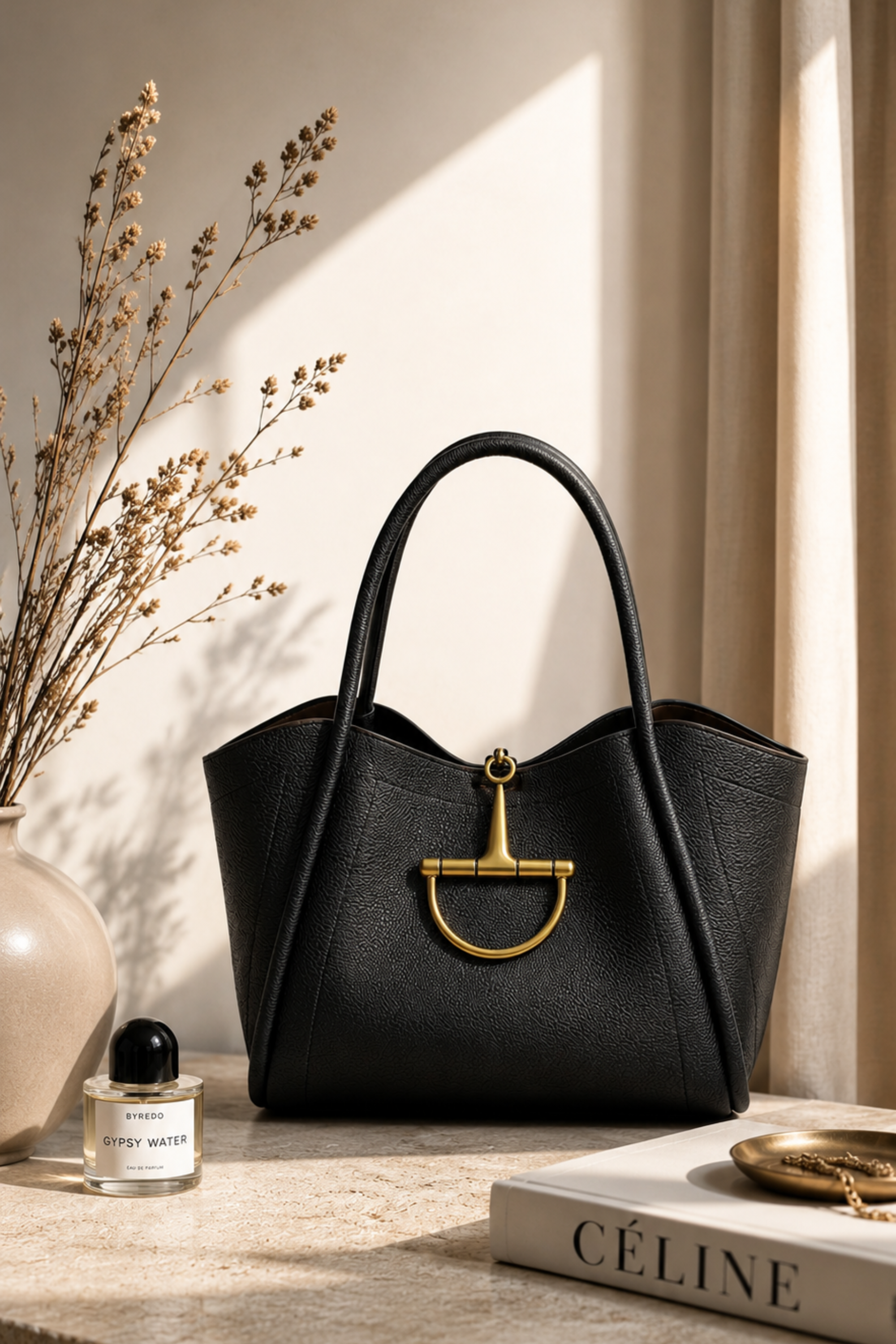 Collette Leather Saddle Bag - Black
