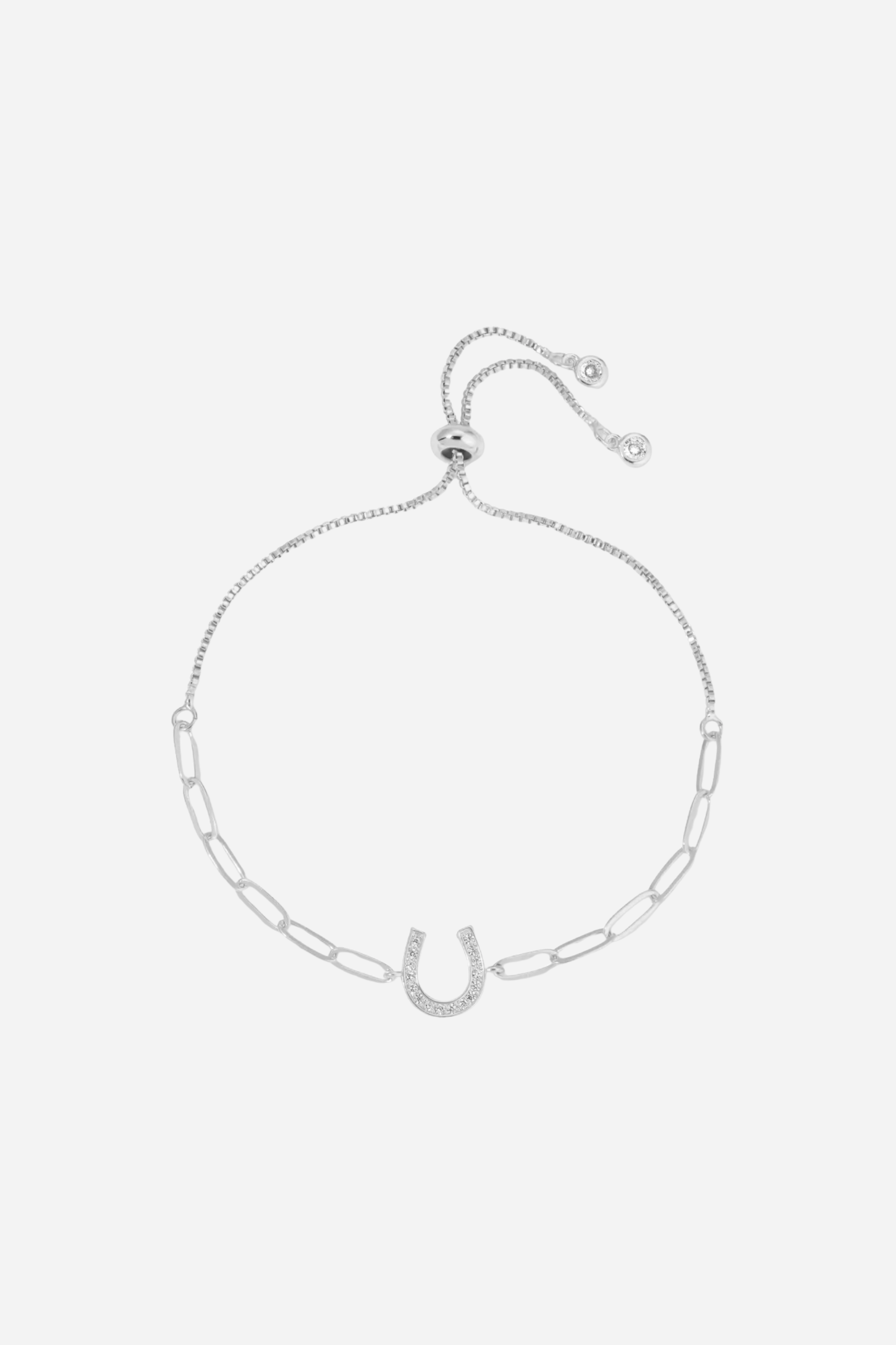 Corrina Horseshoe Pave Bracelet - Silver