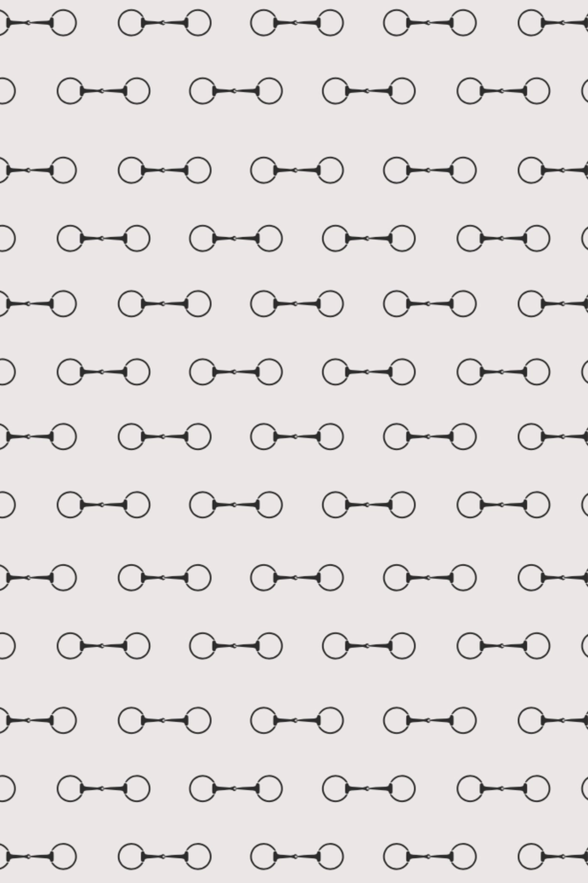 Elegant equestrian gift wrapping paper set featuring a repeating black horse bit pattern on premium textured white paper. Luxury horse-themed gift wrap sheets made in the USA—perfect for horse lovers, equestrian gifts, and stylish holiday packaging.