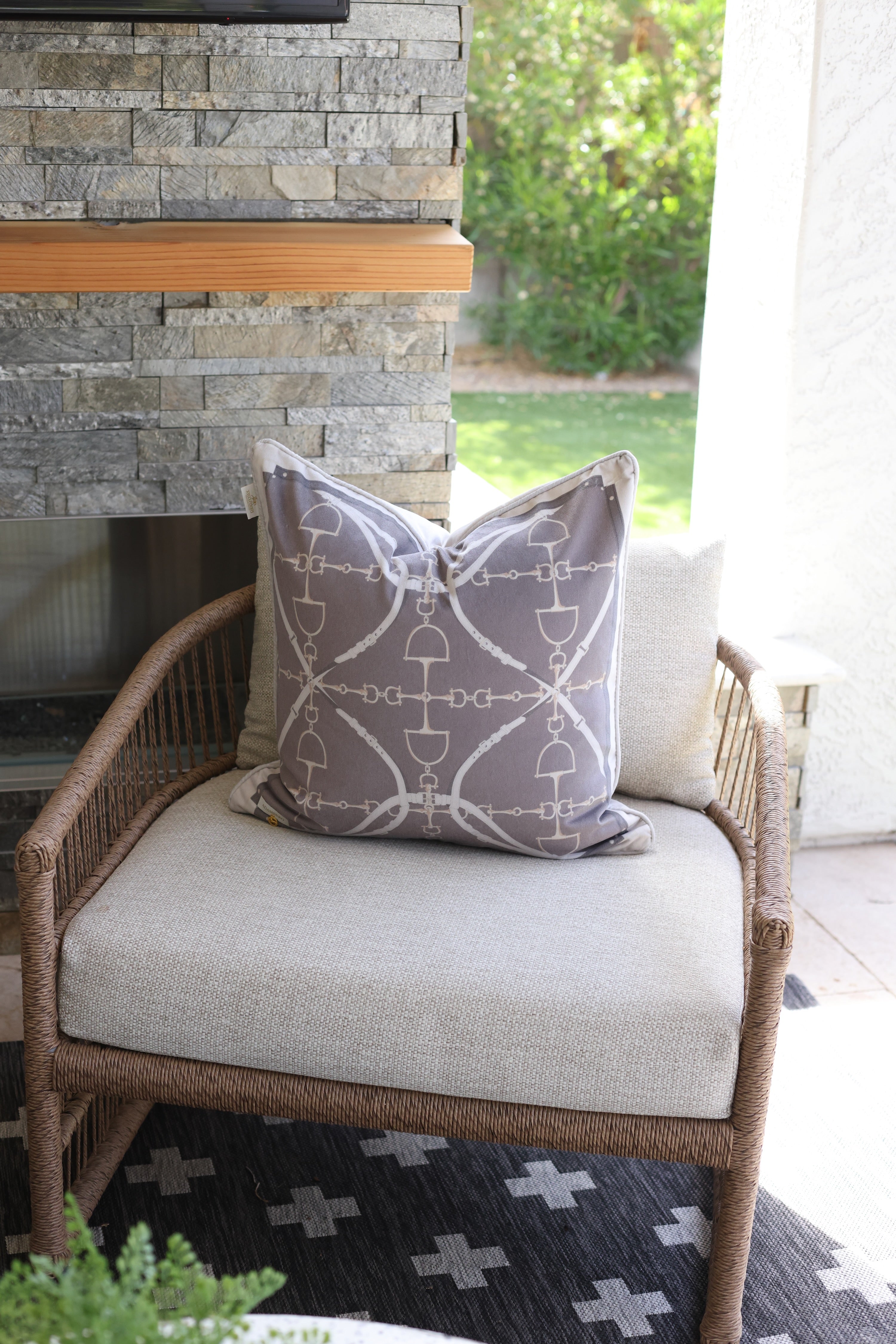 Adamsbro stylish equestrian D-Ring Velvet Pillow - Coffee