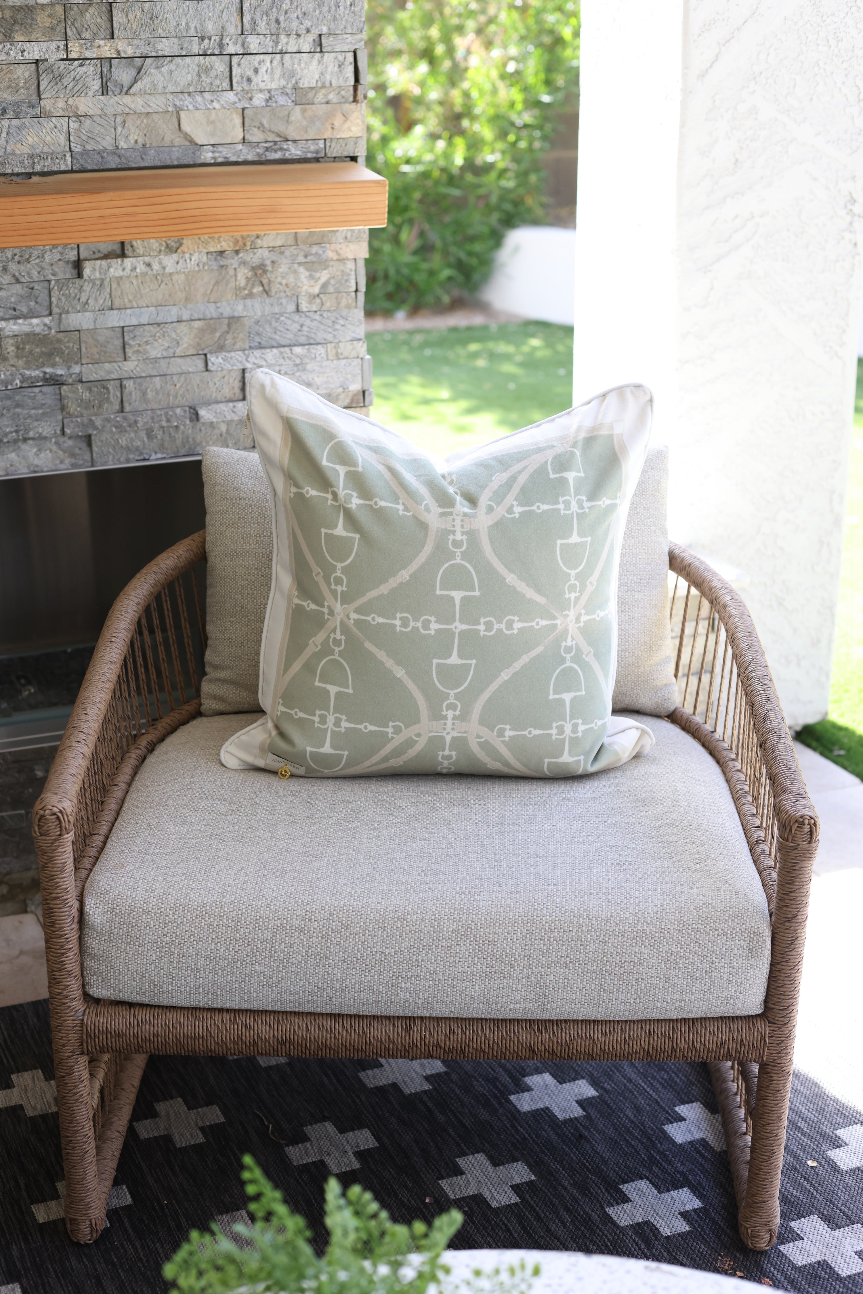 Adamsbro stylish equestrian D-Ring Velvet Pillow - Matcha