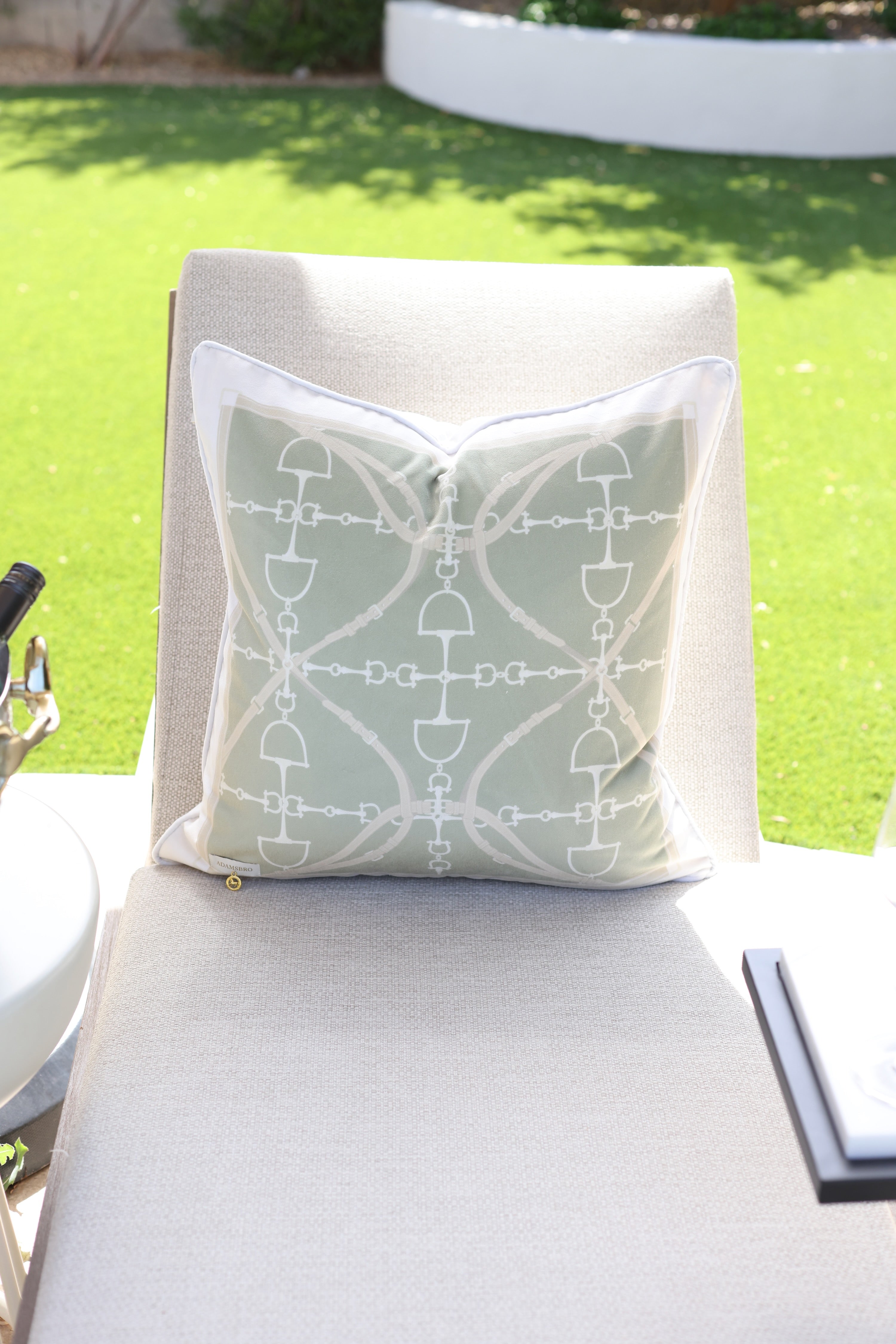 Adamsbro stylish equestrian D-Ring Velvet Pillow - Matcha