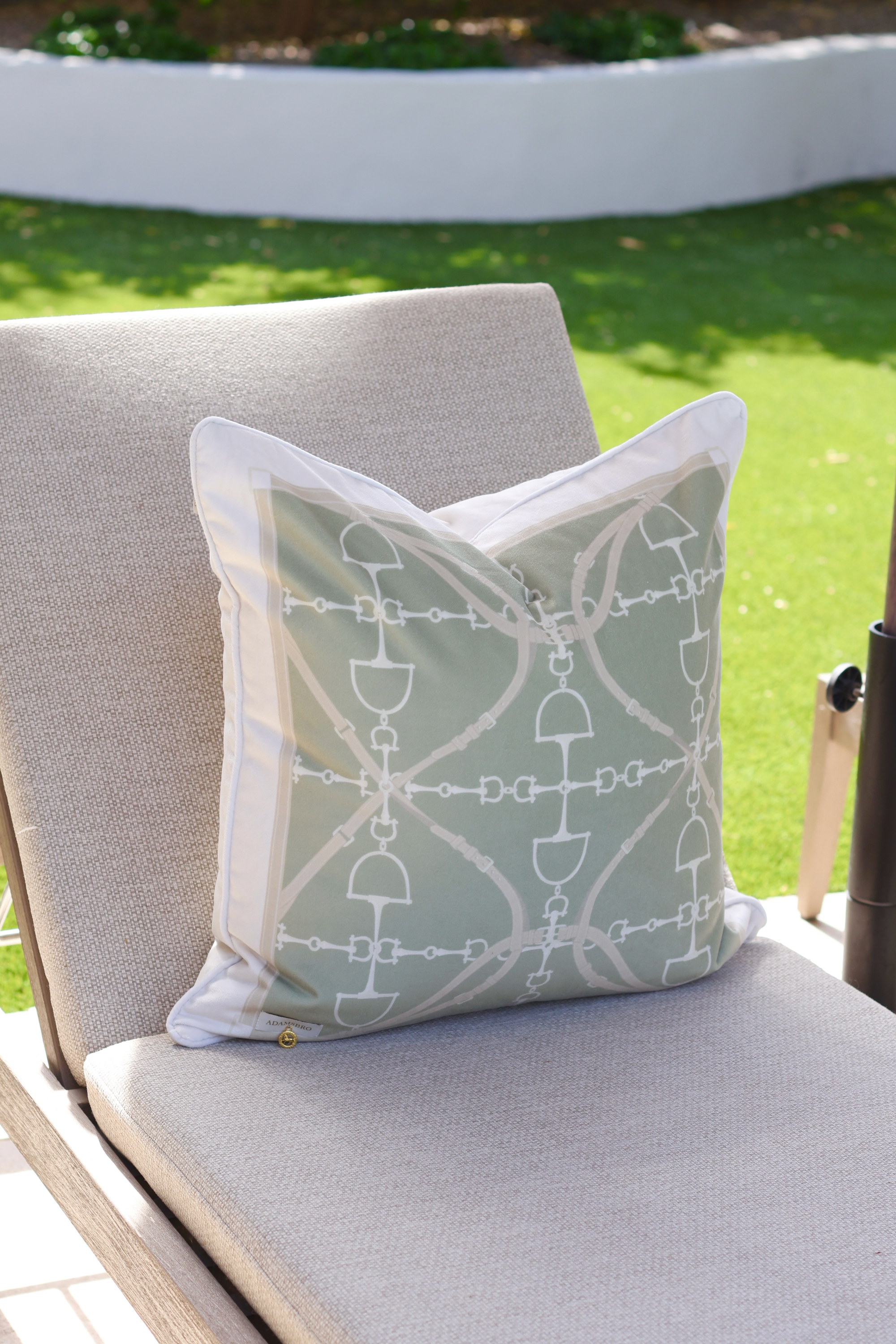 Adamsbro stylish equestrian D-Ring Velvet Pillow - Matcha