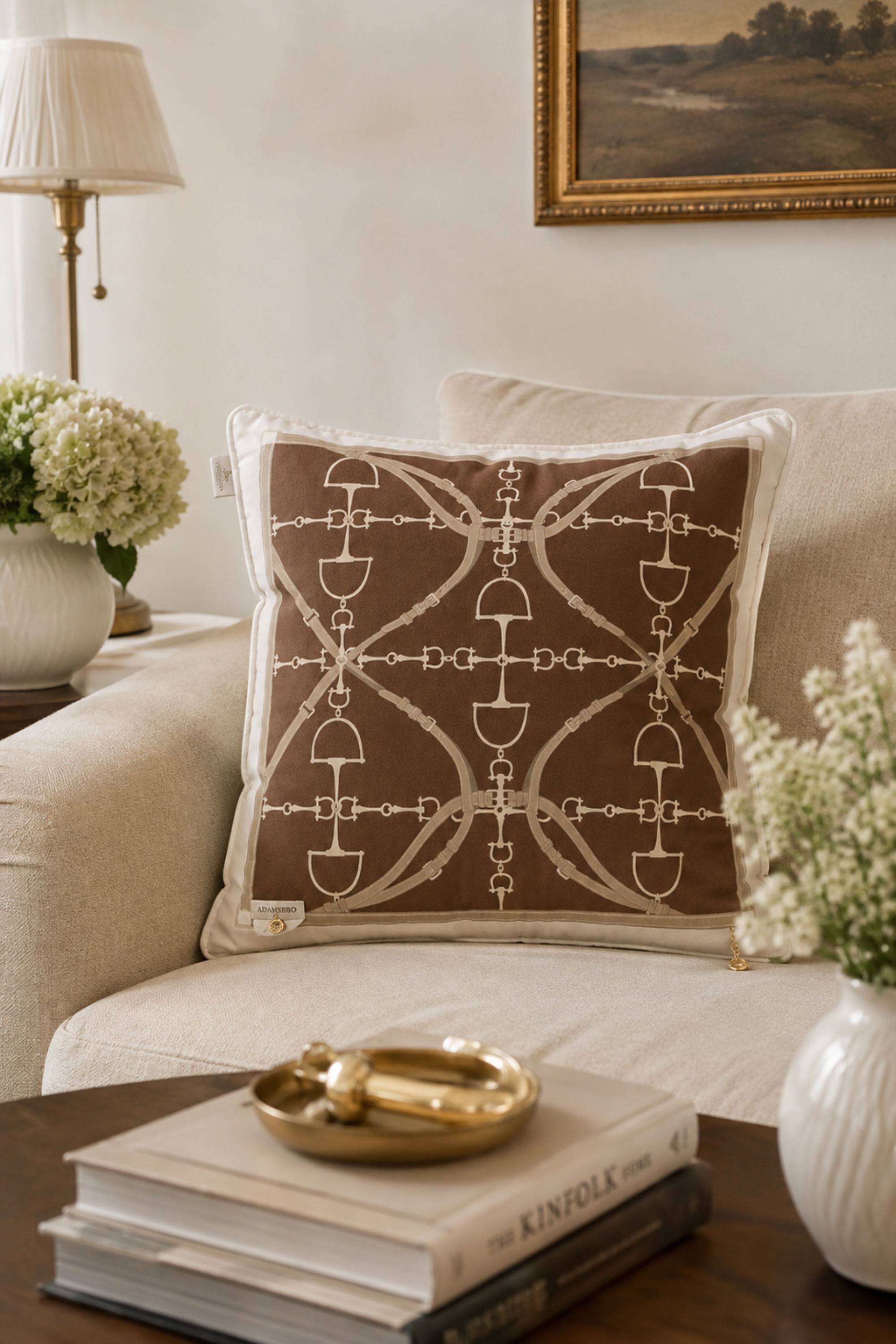 D-Ring Velvet Pillow - Nougat