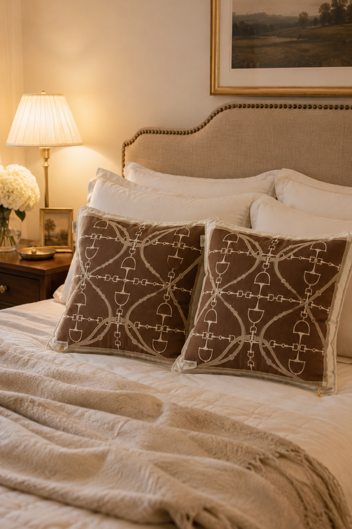 D-Ring Velvet Pillow - Nougat