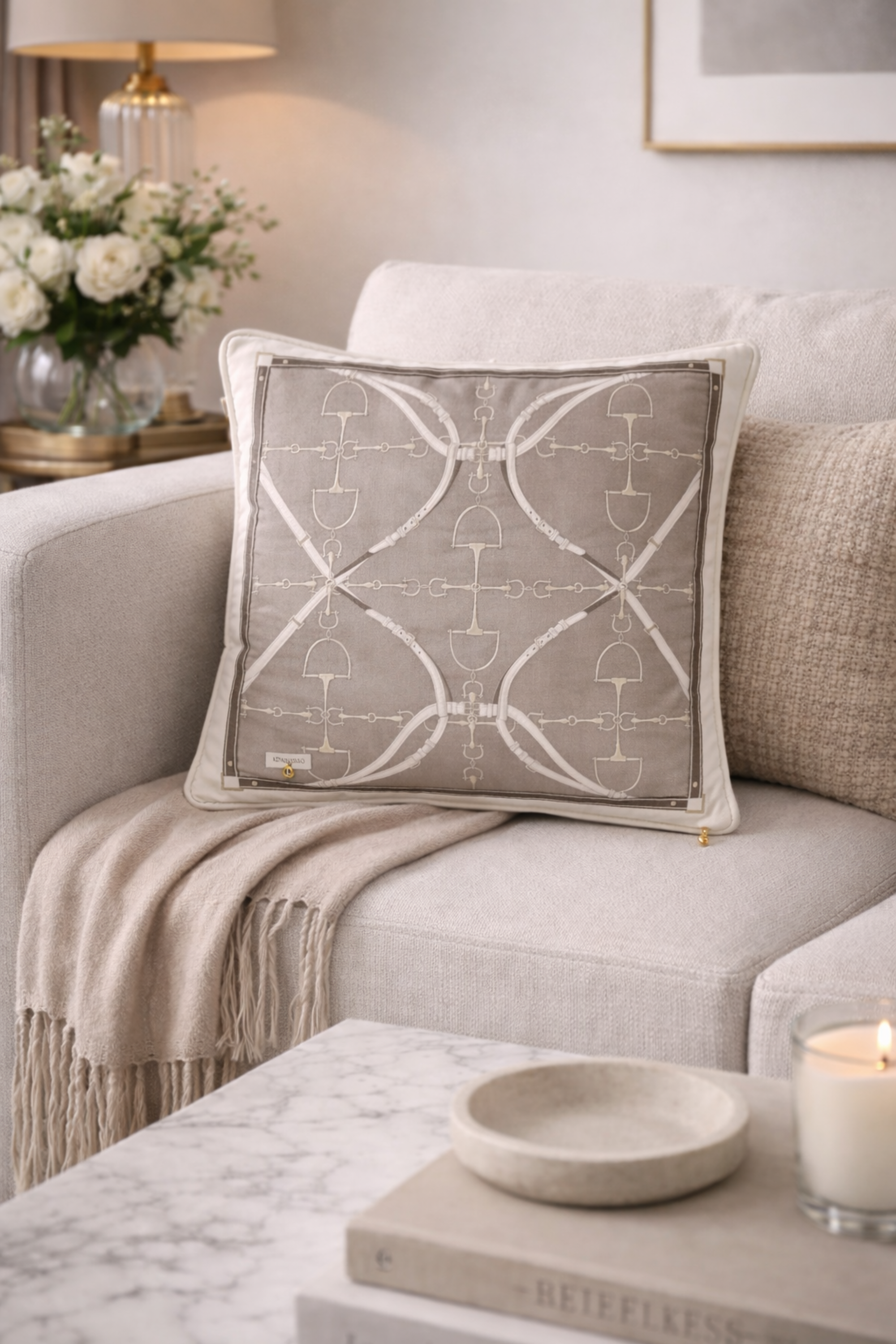 D-Ring Velvet Pillow - Putty