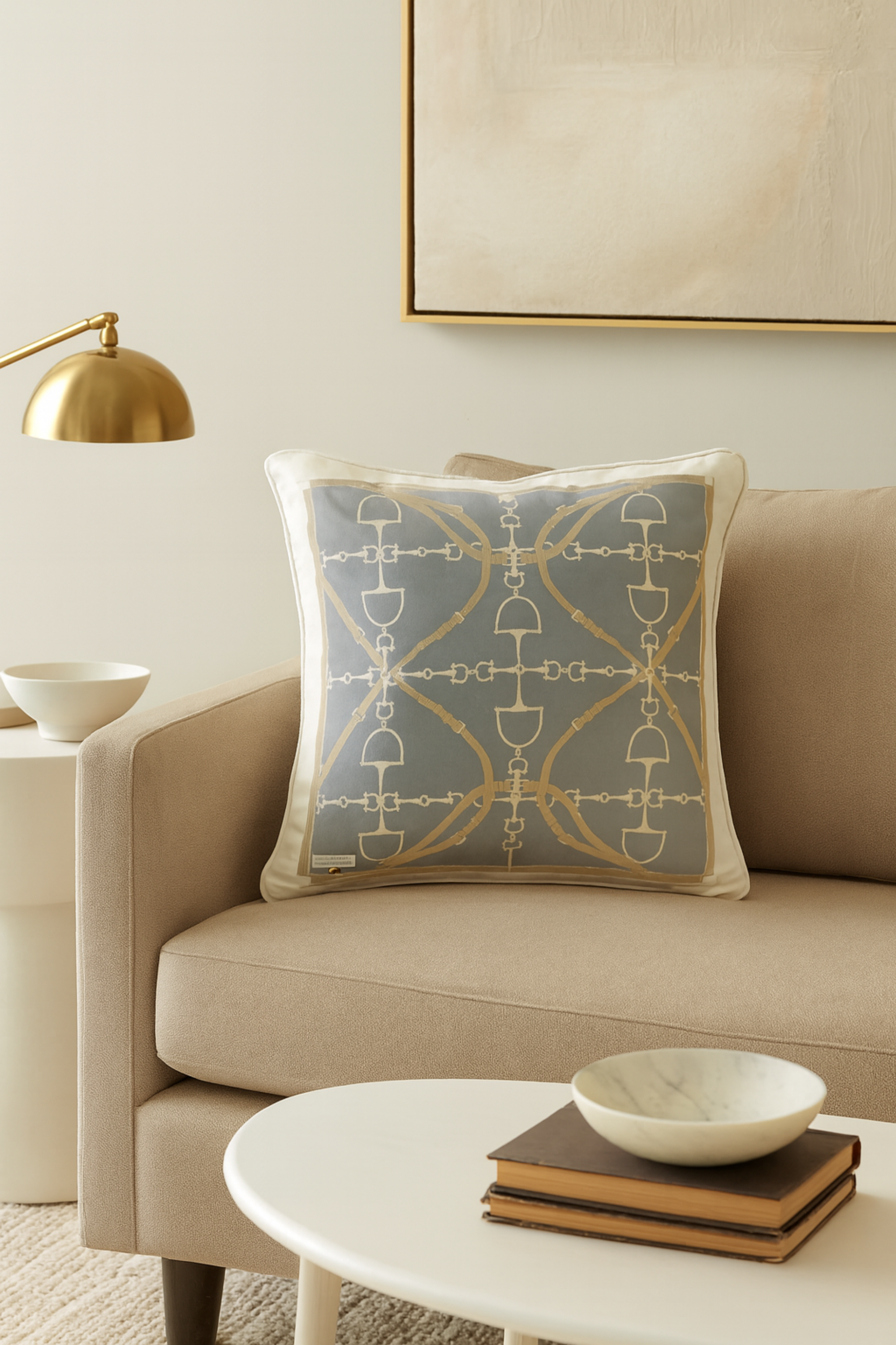 D-Ring Velvet Pillow - Sky Blue