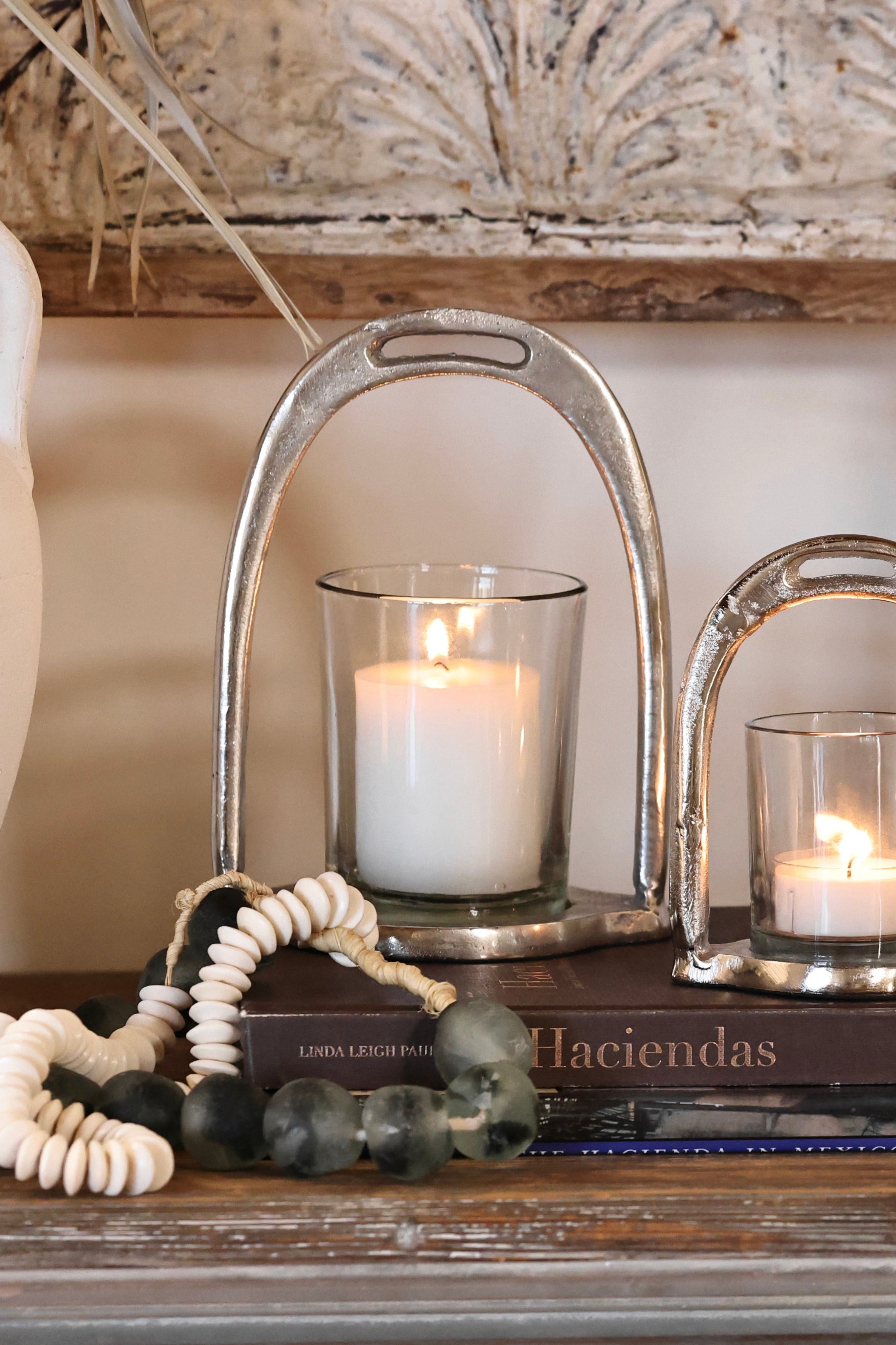 thg stylish equestrian stirrup hurricane candle holder medium