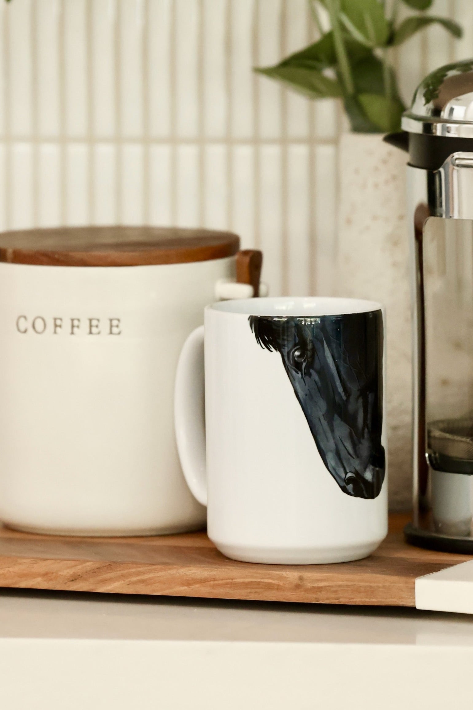 american brand studios stylish equestrian dark horse porcelain mug
