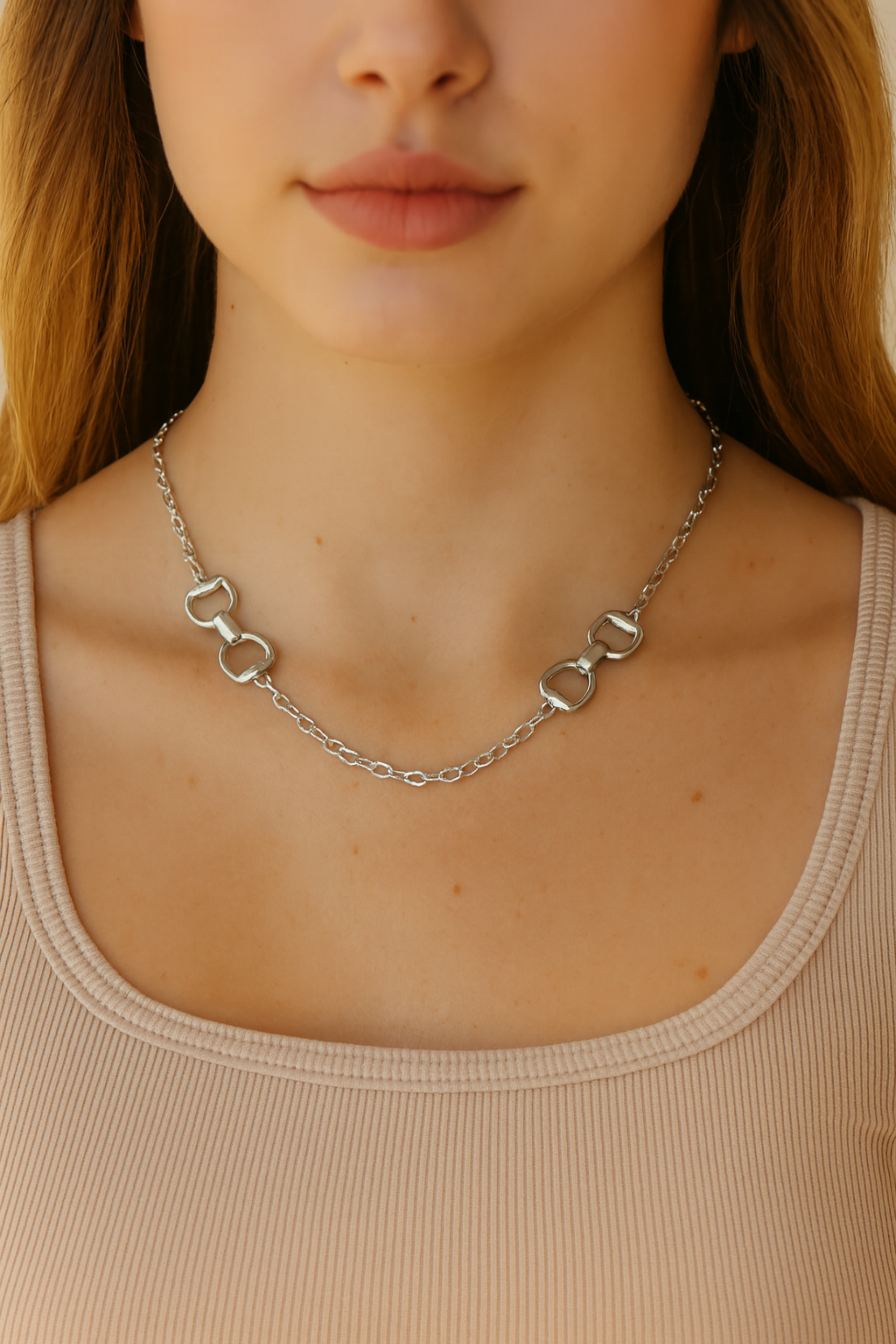 Double Equestrian Chain Necklace - Silver