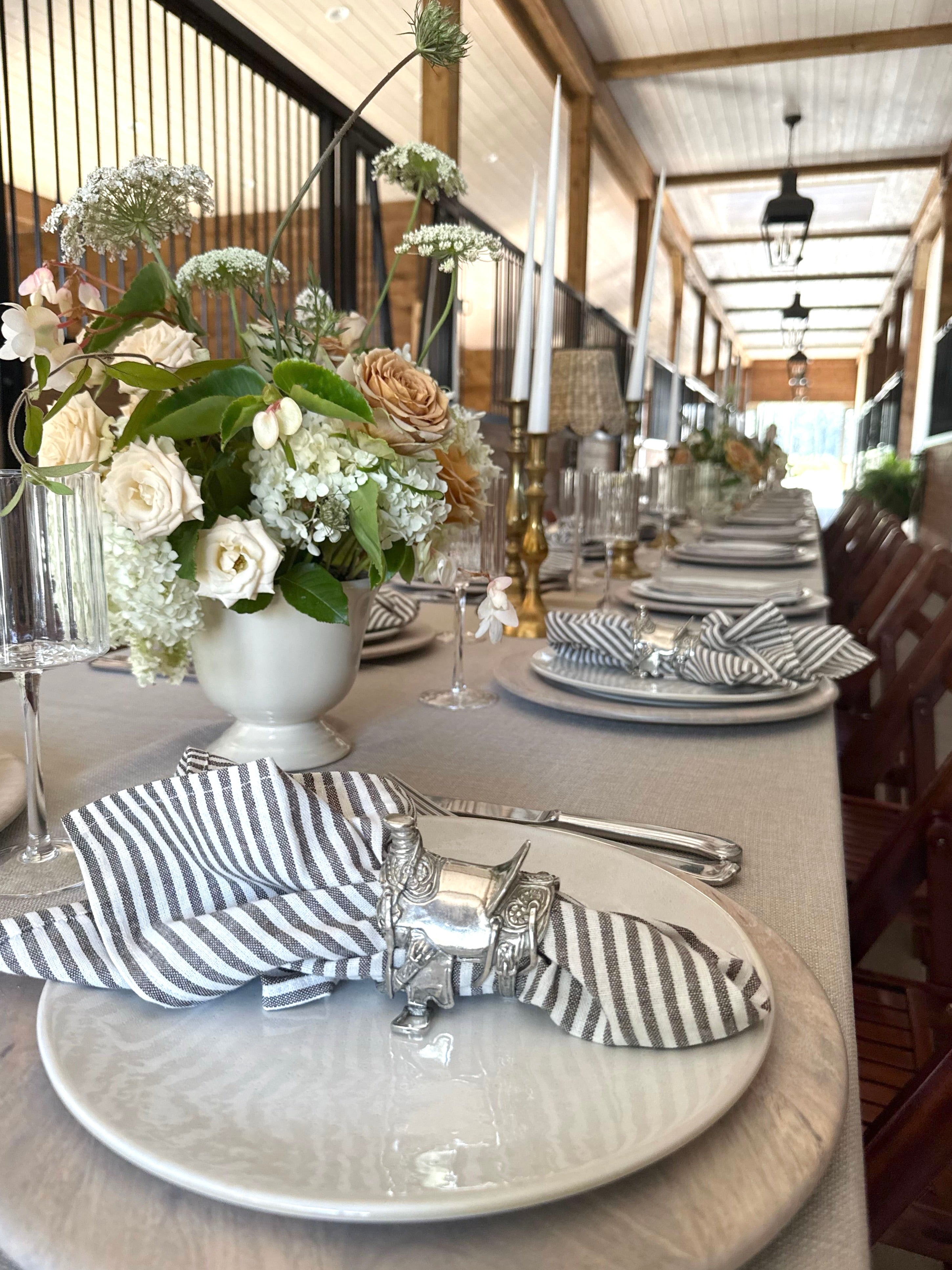 arthur court stylish equestrian pewter western horse saddle napkin ring set