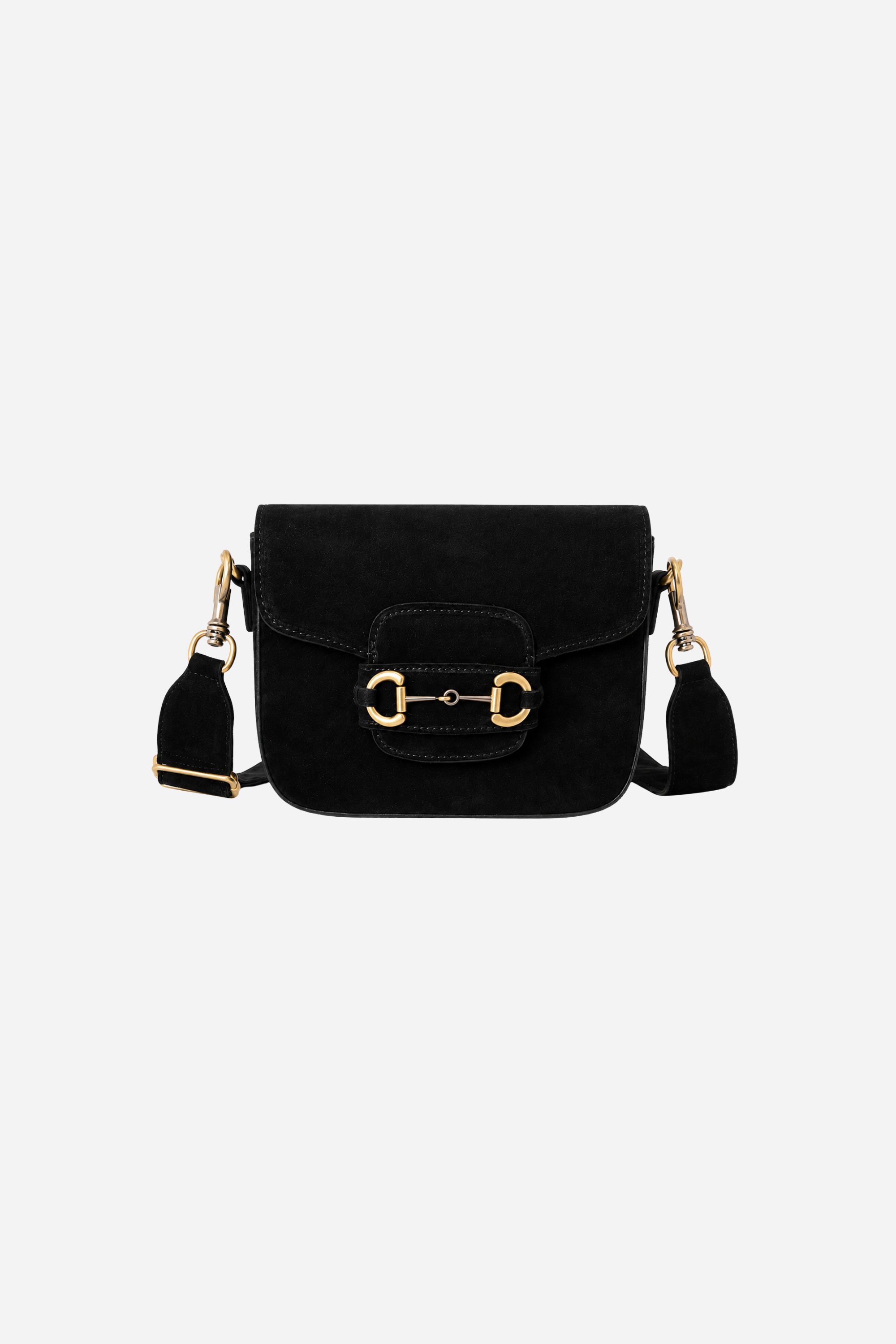 Emily Bit Suede Crossbody Bag - Black