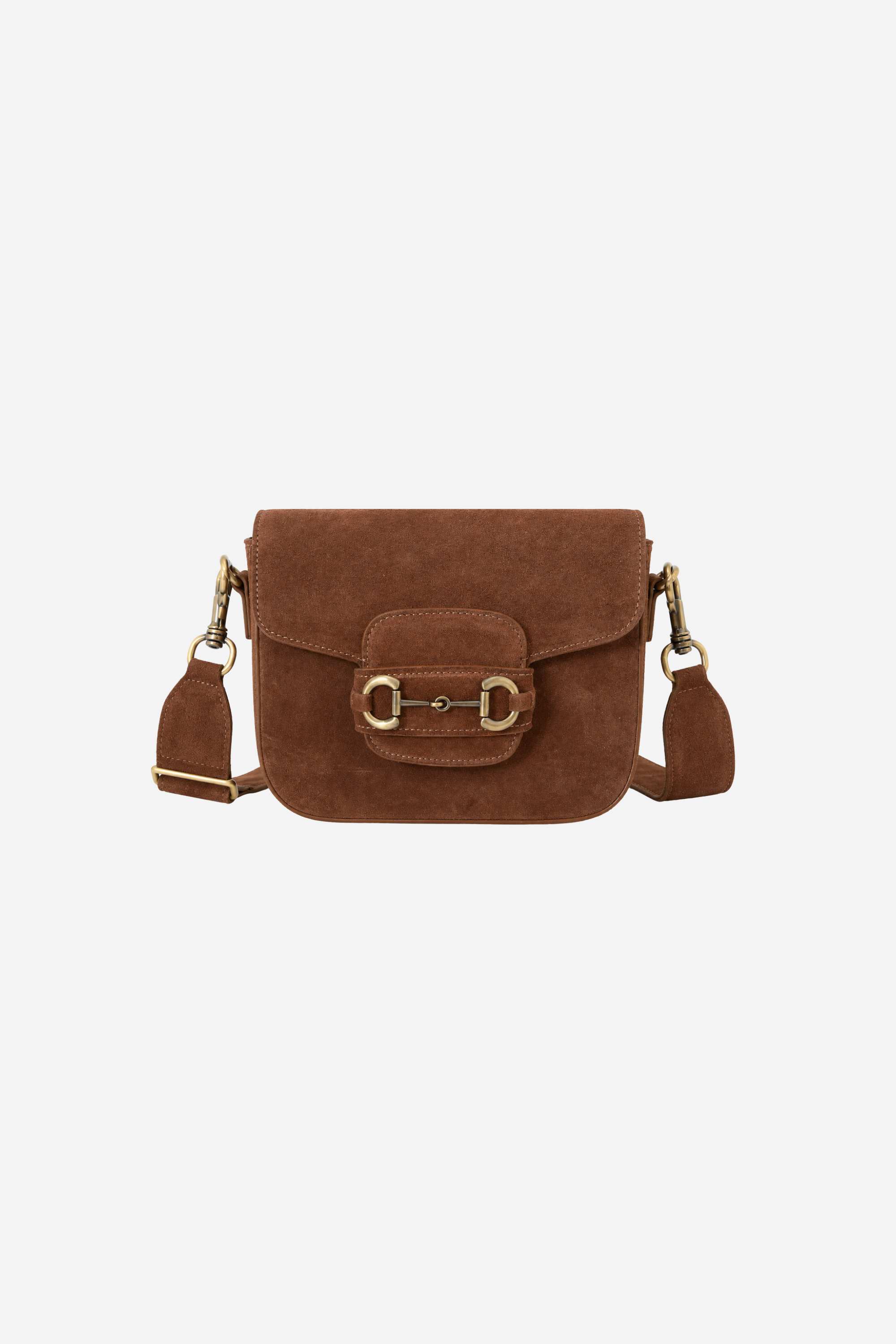 Emily Bit Suede Crossbody Bag - Cognac