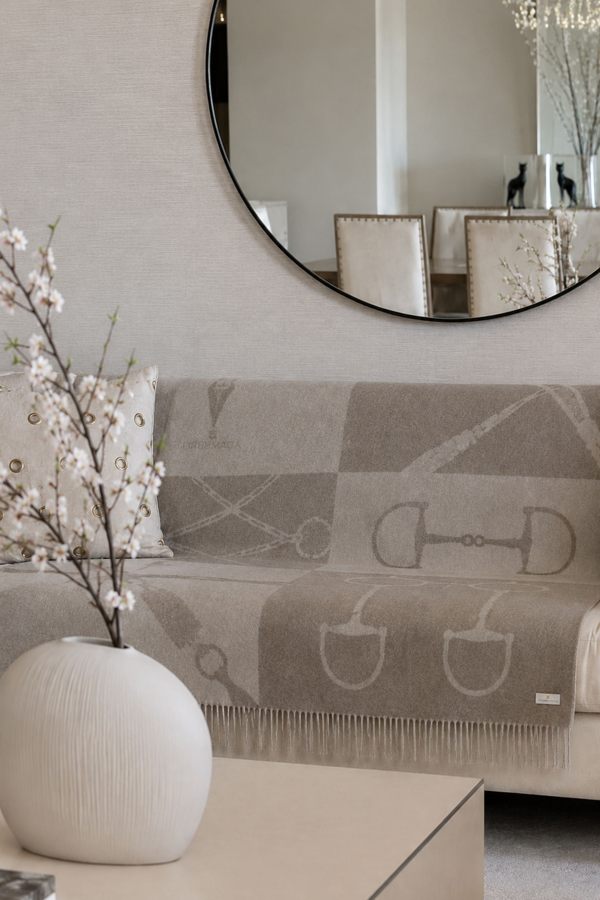 Equine Cashmere Throw - Taupe