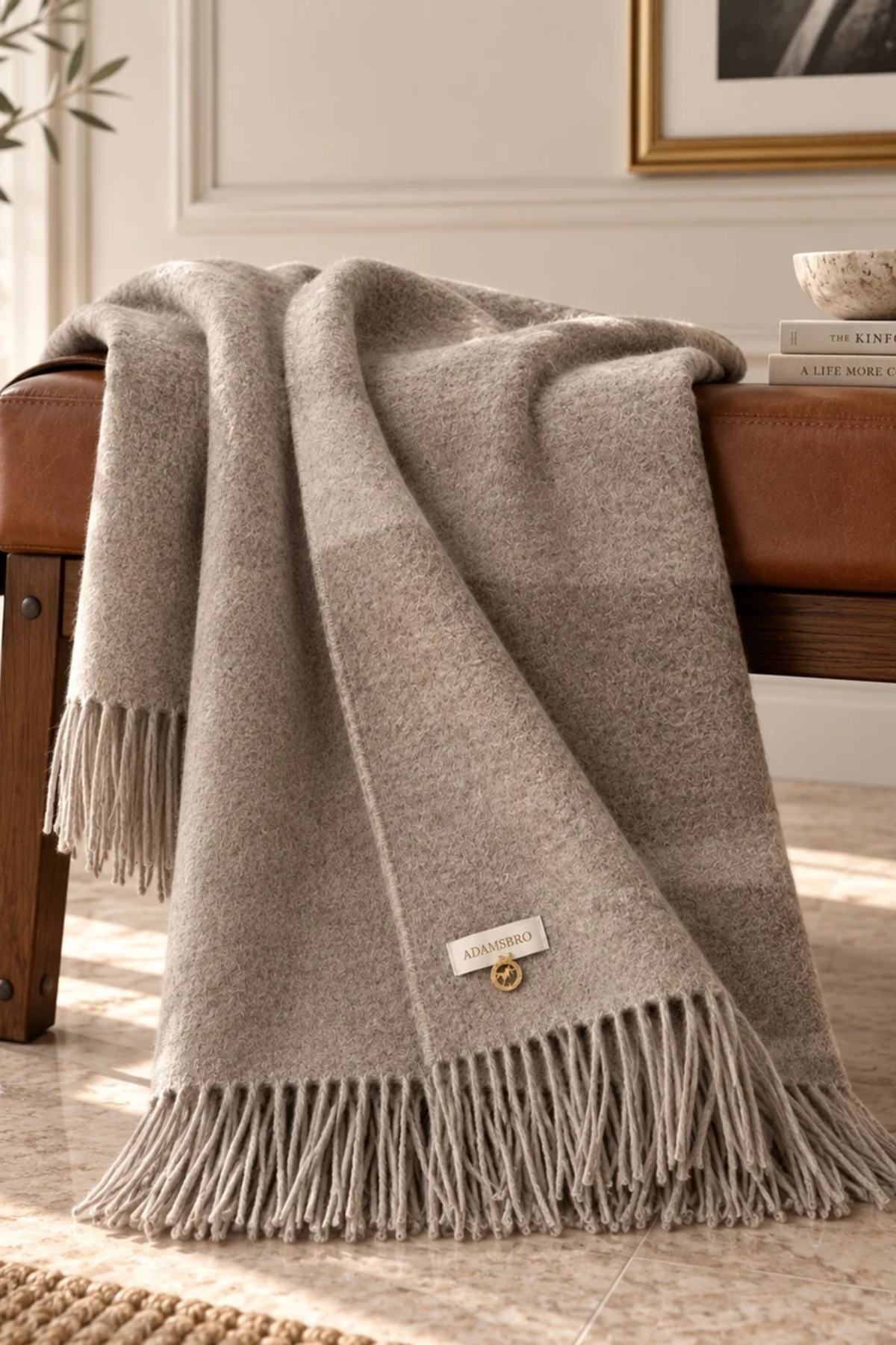 Equine Cashmere Throw - Taupe