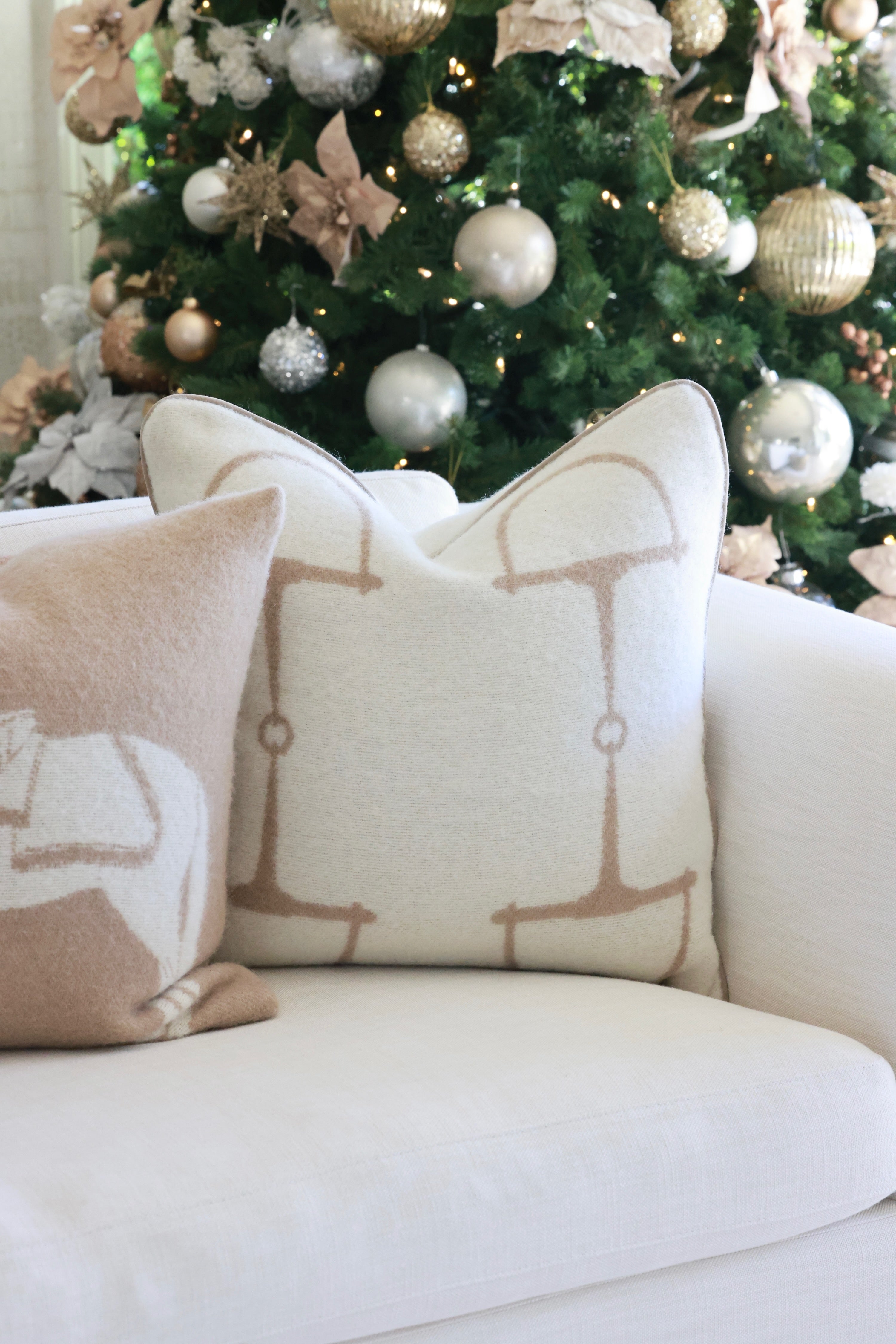 adamsbro stylish equestrian large square wool pillow horse bit