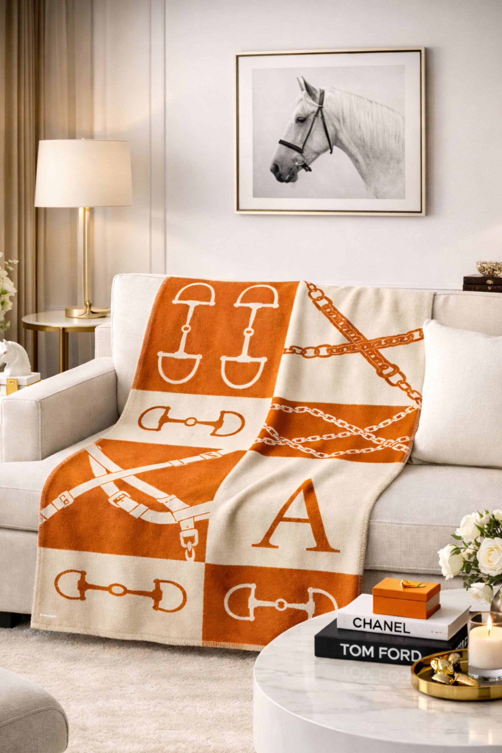 Equine Wool Throw - Tangelo