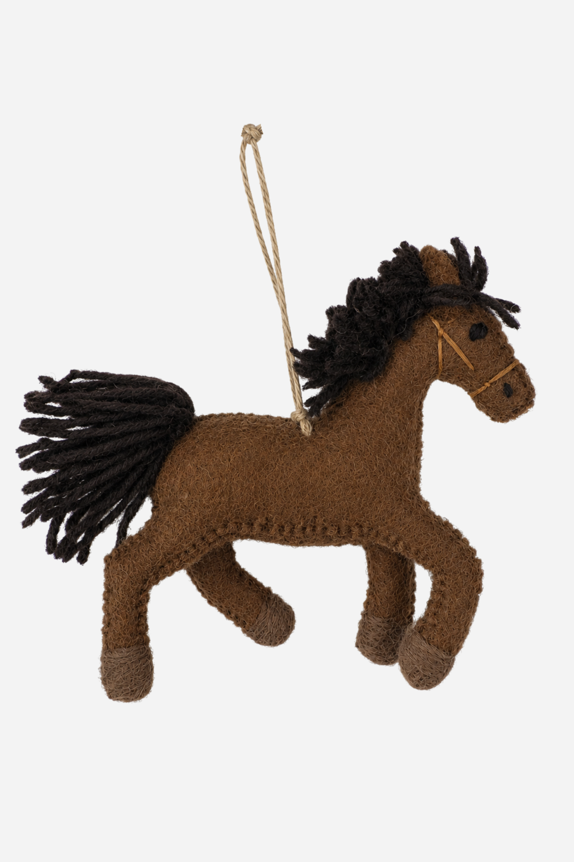 Felt Horse Ornament - Brown