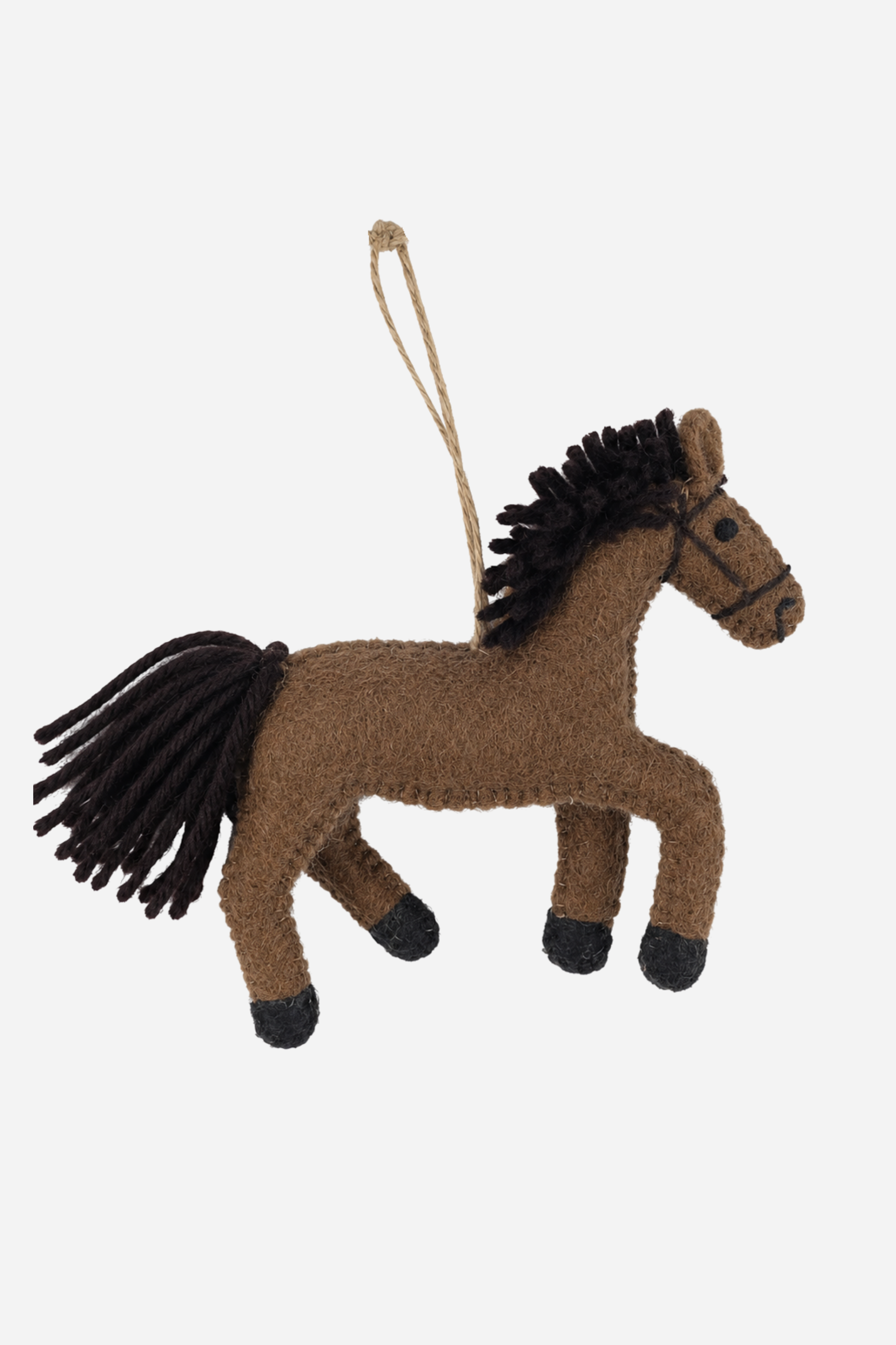 Felt Horse Ornament - Mocha