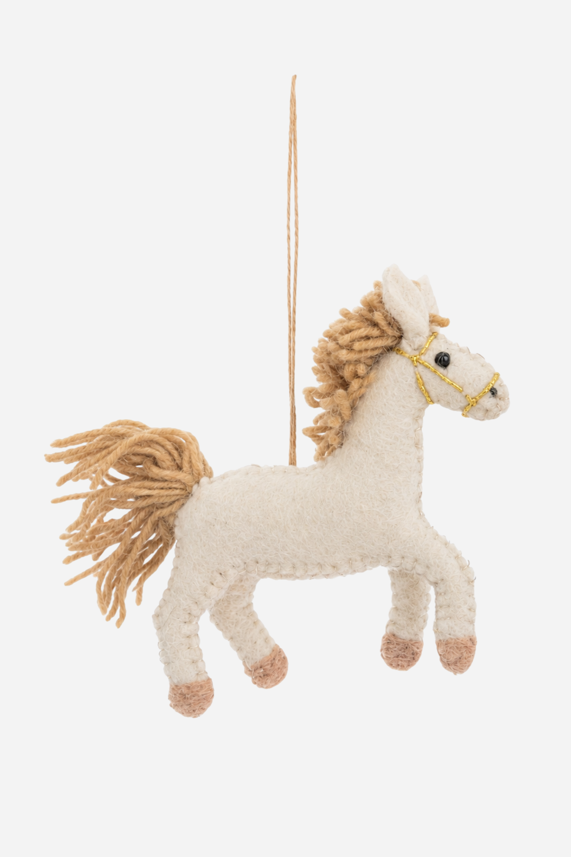 Felt Horse Ornament - White