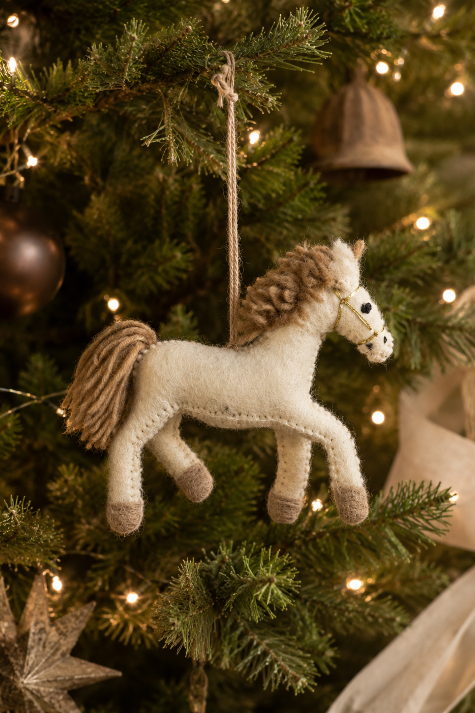 Felt Horse Ornament - White