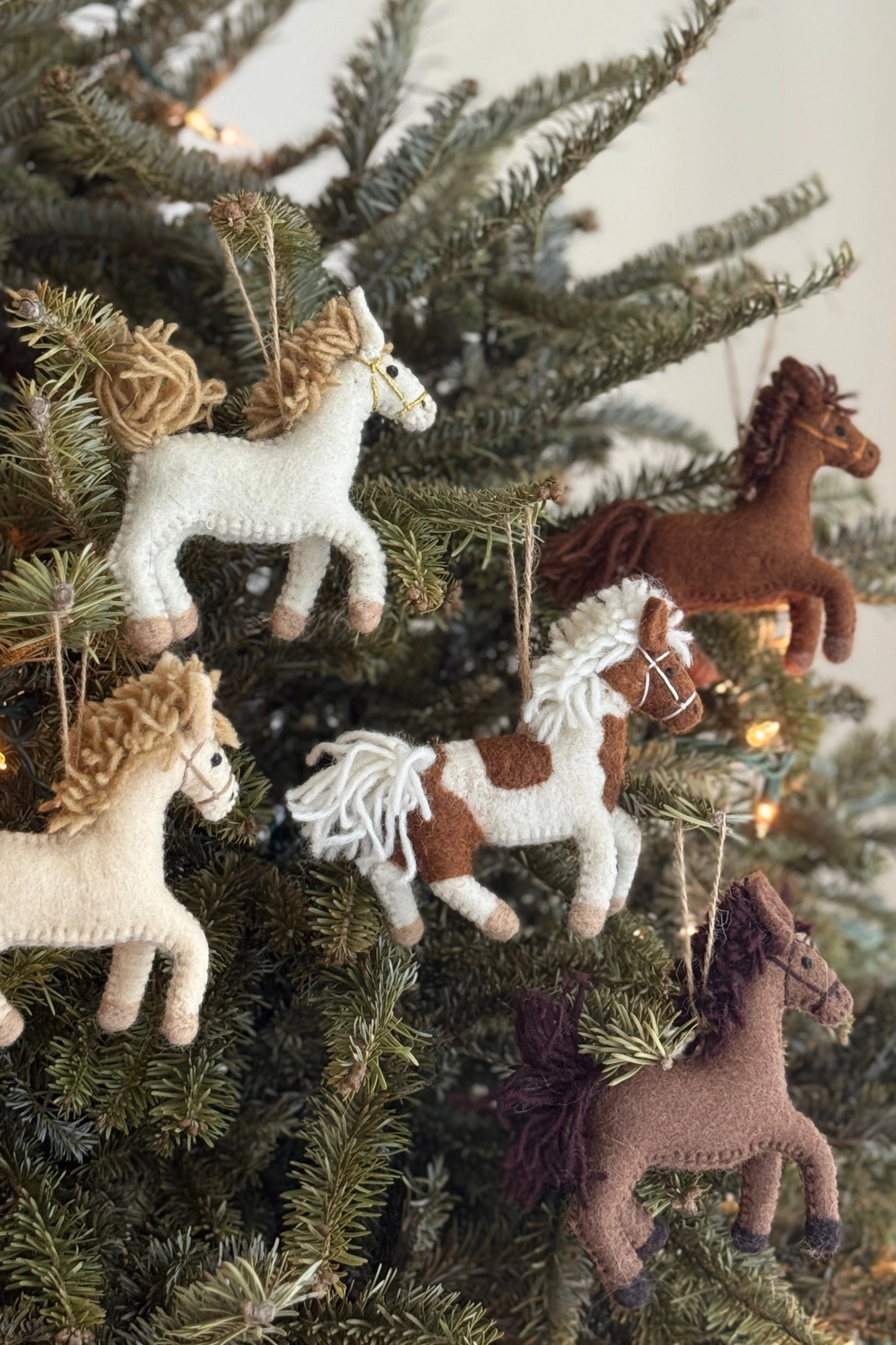 Felt Horse Ornament - White