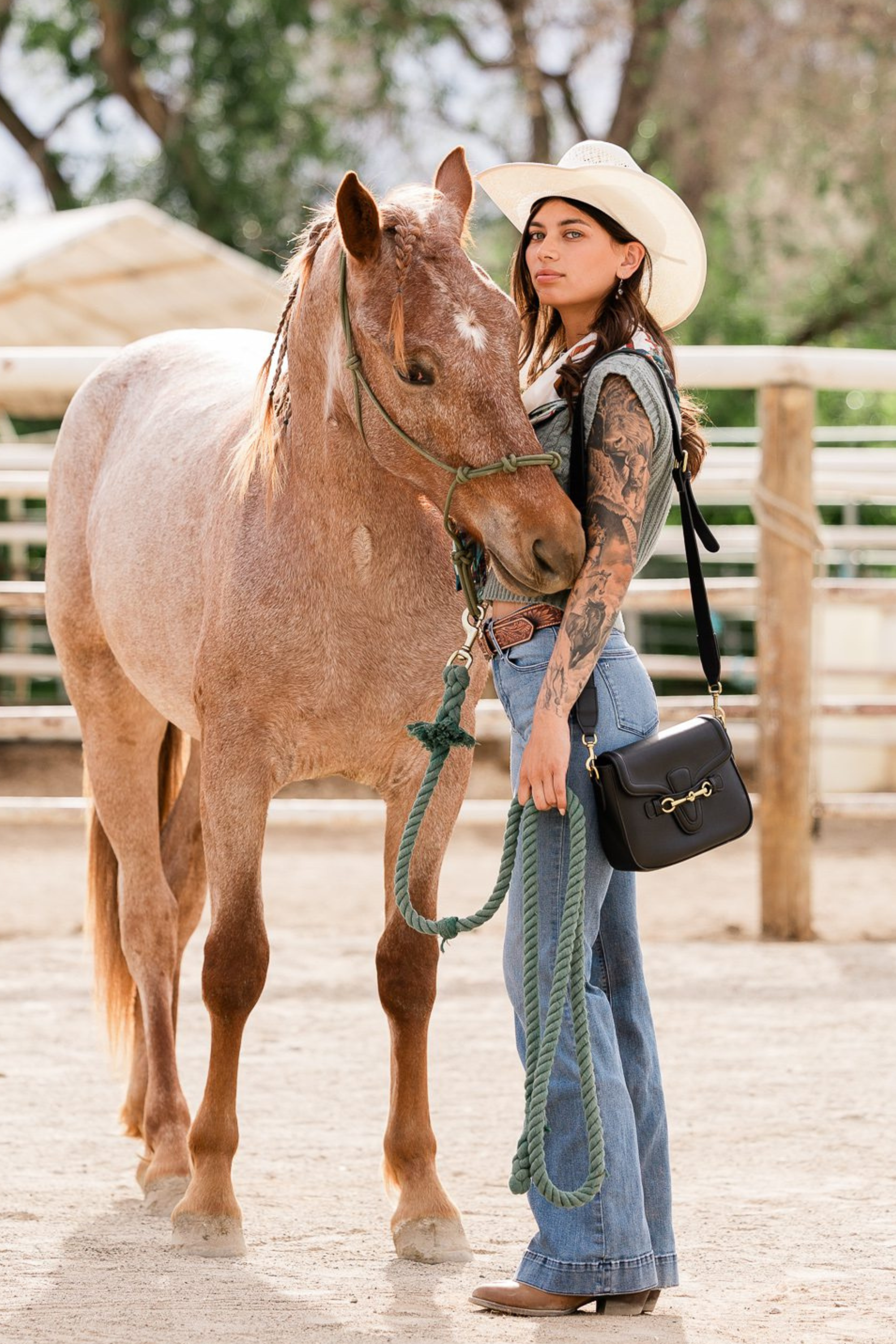 stylish equestrian hanna vegan crossbody with horse bit and gucci stripe strap